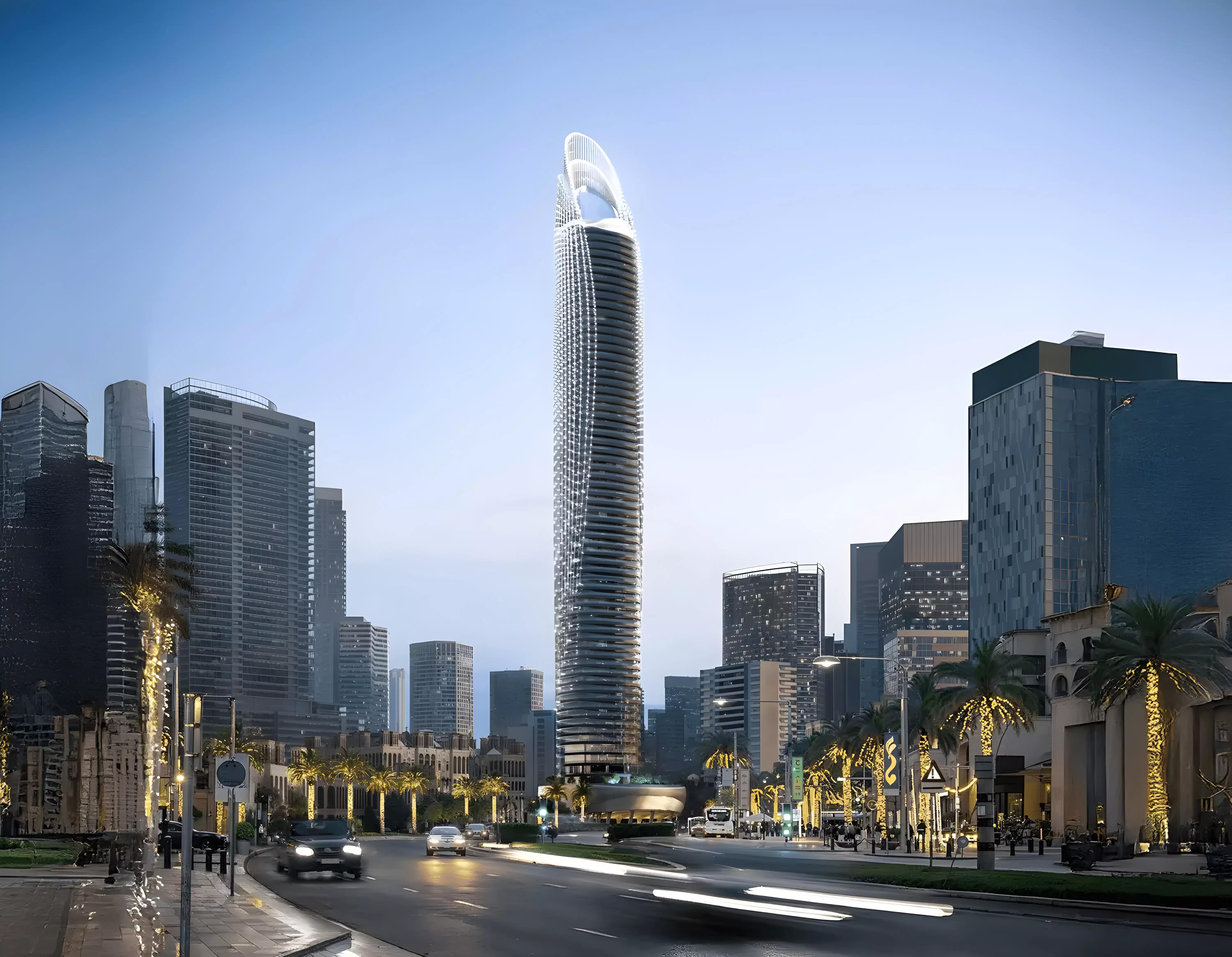 Binghatti Skyblade building elevation view