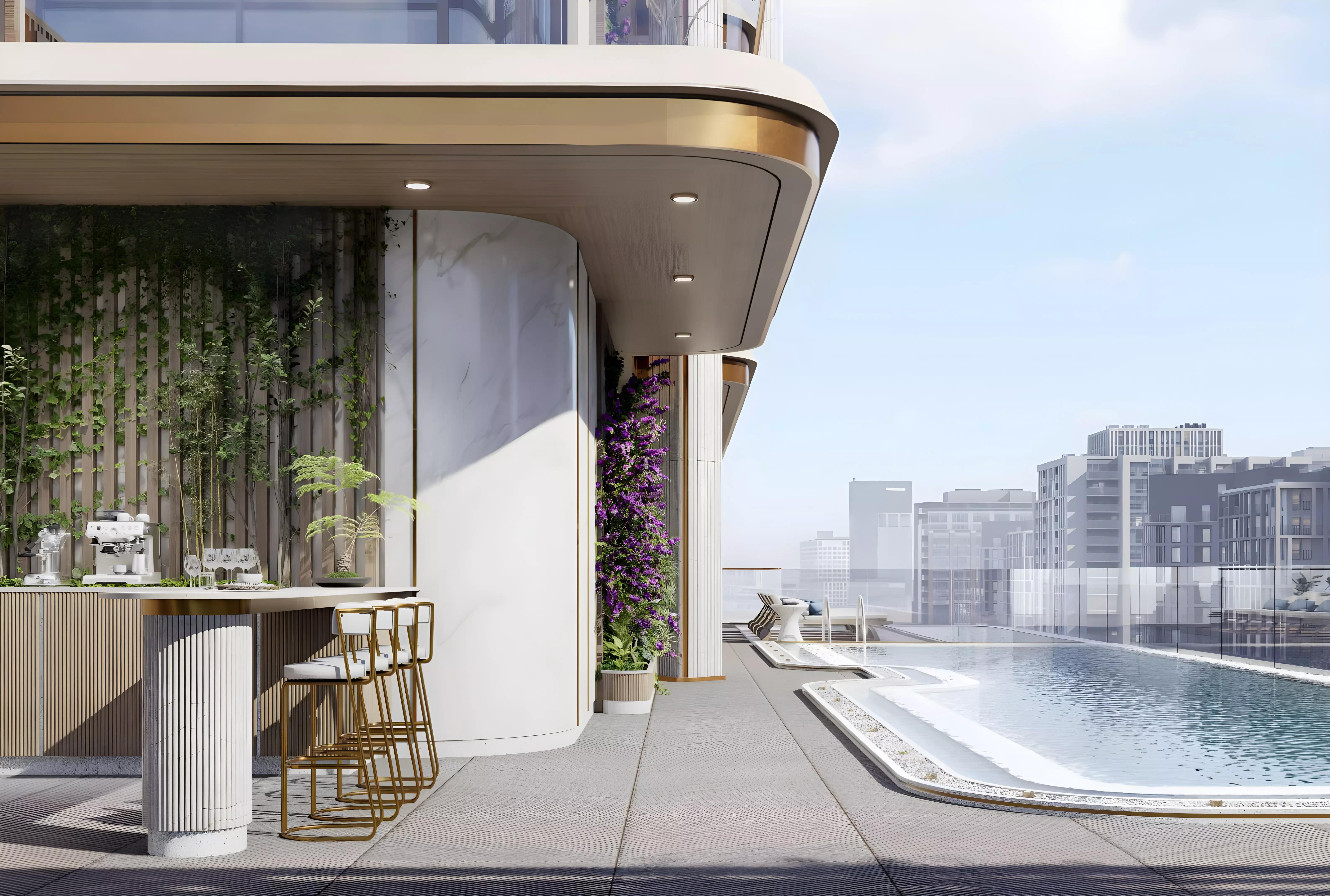Liora Residences amenity deck and pool area, Dubai Islands