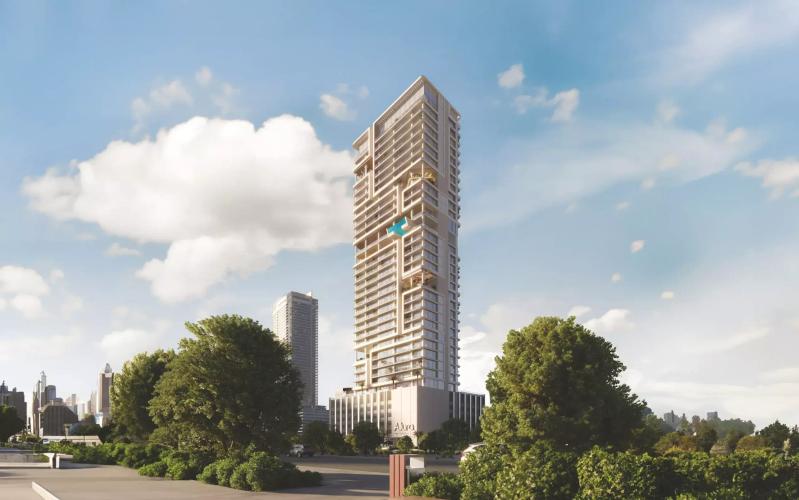 Allura Residences exterior building facade, Jumeirah Village Circle, Dubai