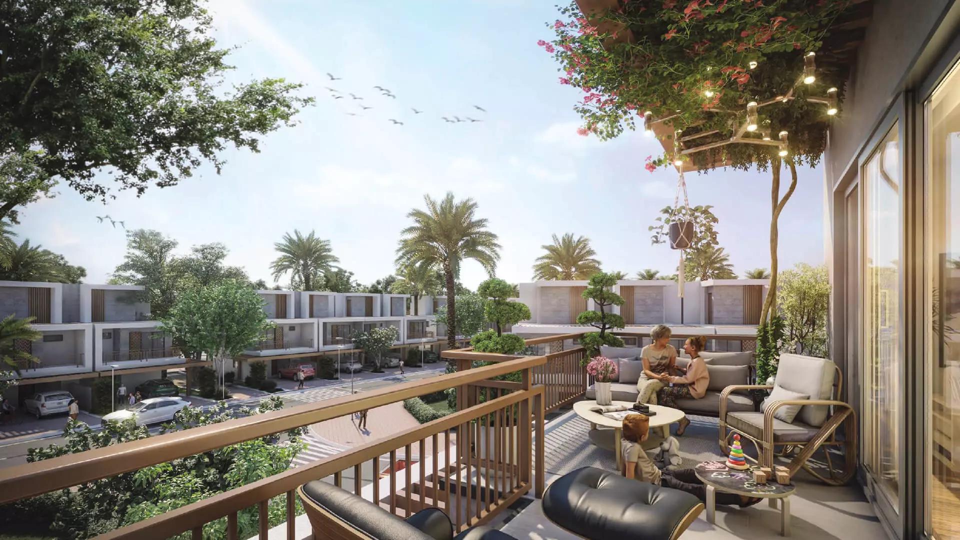 Violet 4 Phase 2 townhouse street elevation, DAMAC Hills, Dubai