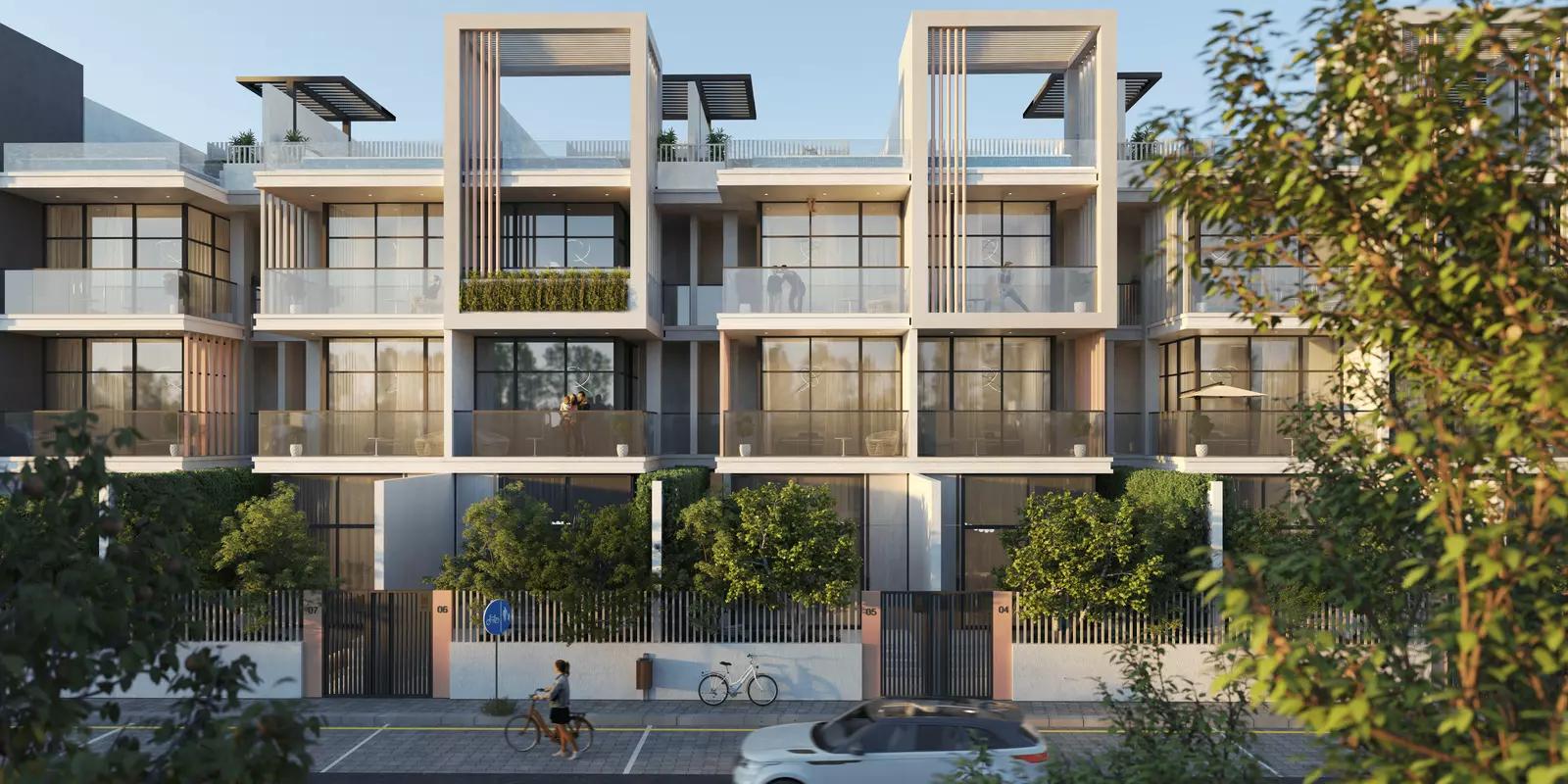 La Perla Homes 10 townhouse courtyard and outdoor amenity area, Dubai