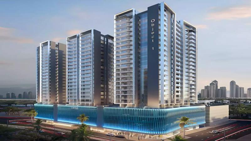 Exterior view of Lum1nar Tower 1 apartment building in Jumeirah Village Triangle, Dubai