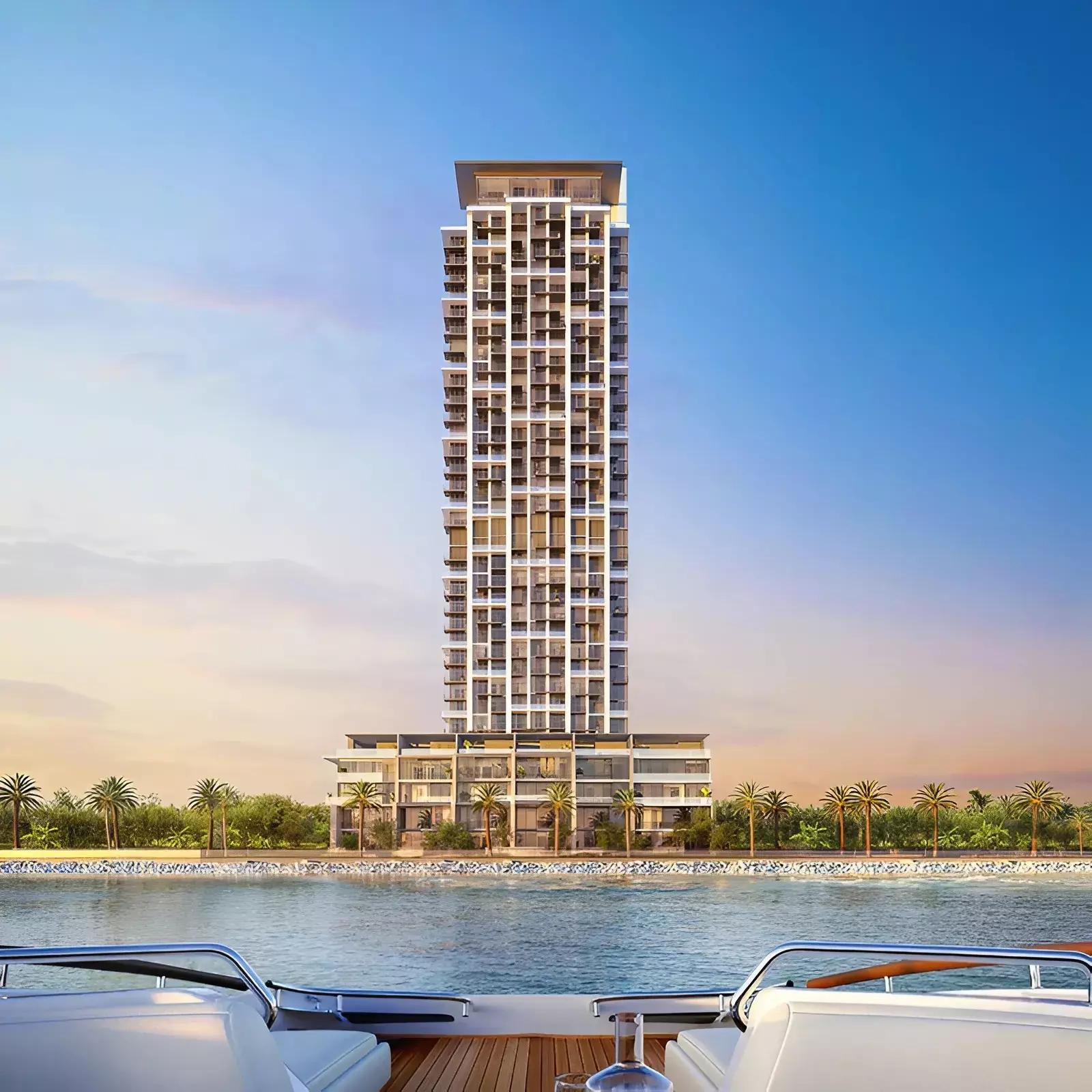 Aria by Beyond building facade detail, Dubai Maritime City