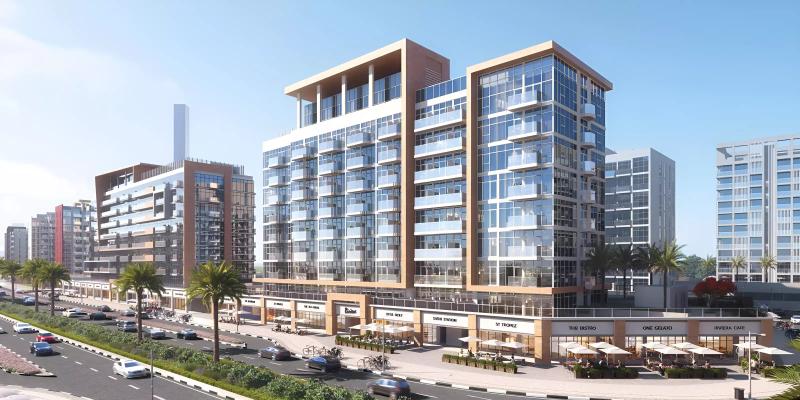Azizi Riviera 65 apartment building exterior facade, Meydan One, Dubai