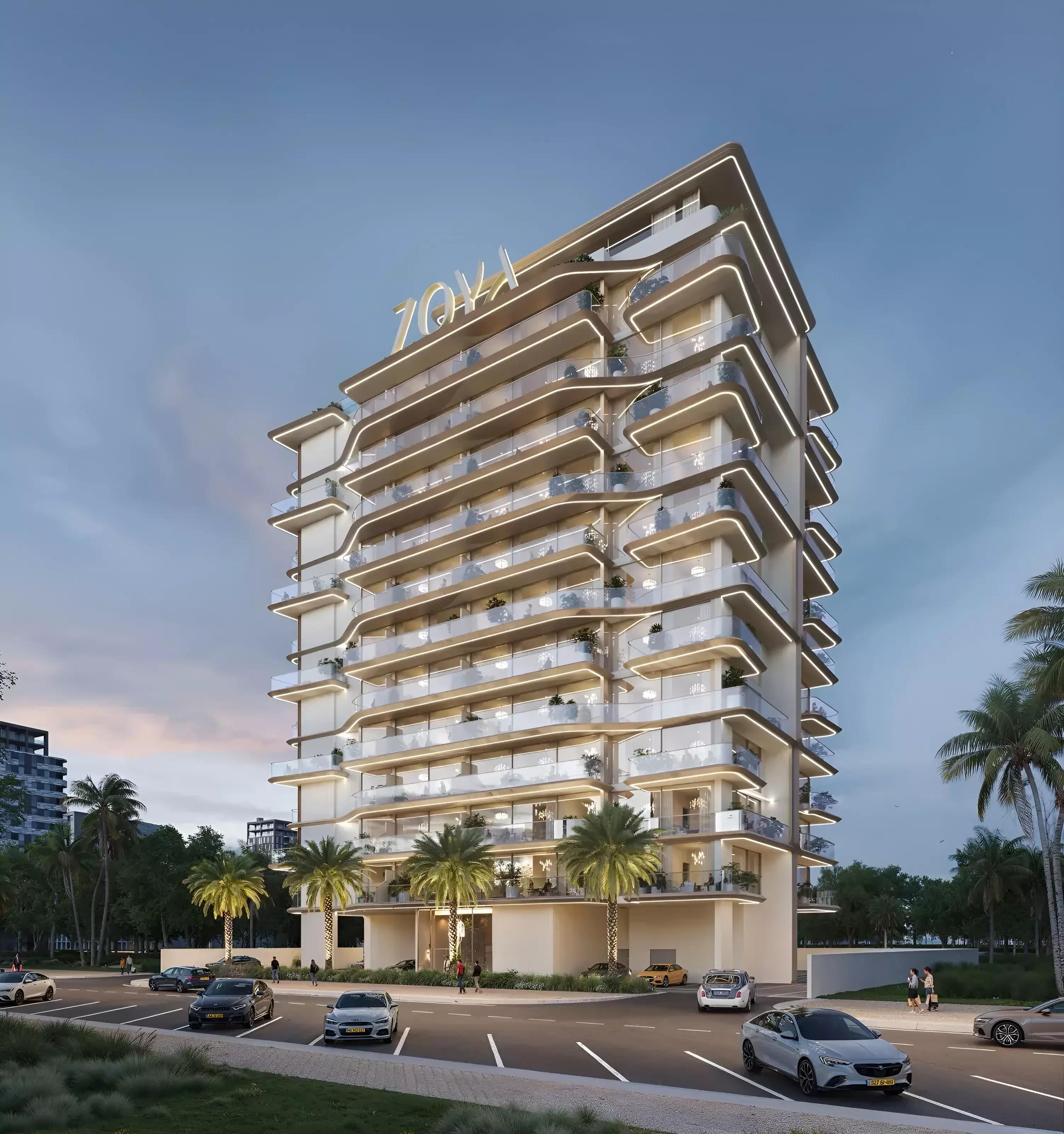 Izel by Zoya exterior facade, Dubai Land Residence Complex, Dubai