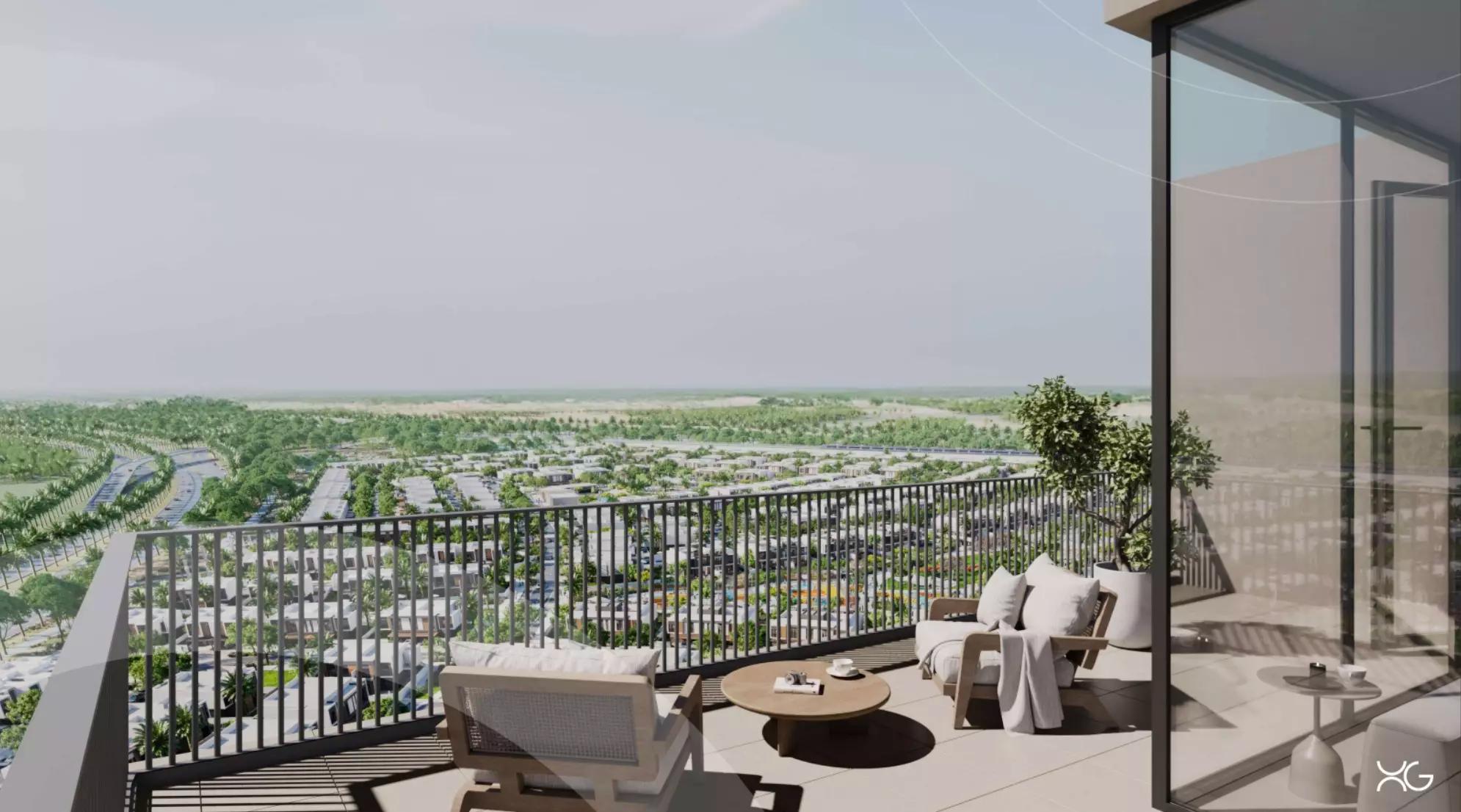 Beachfront Gates residential tower amenity deck, Dubai South