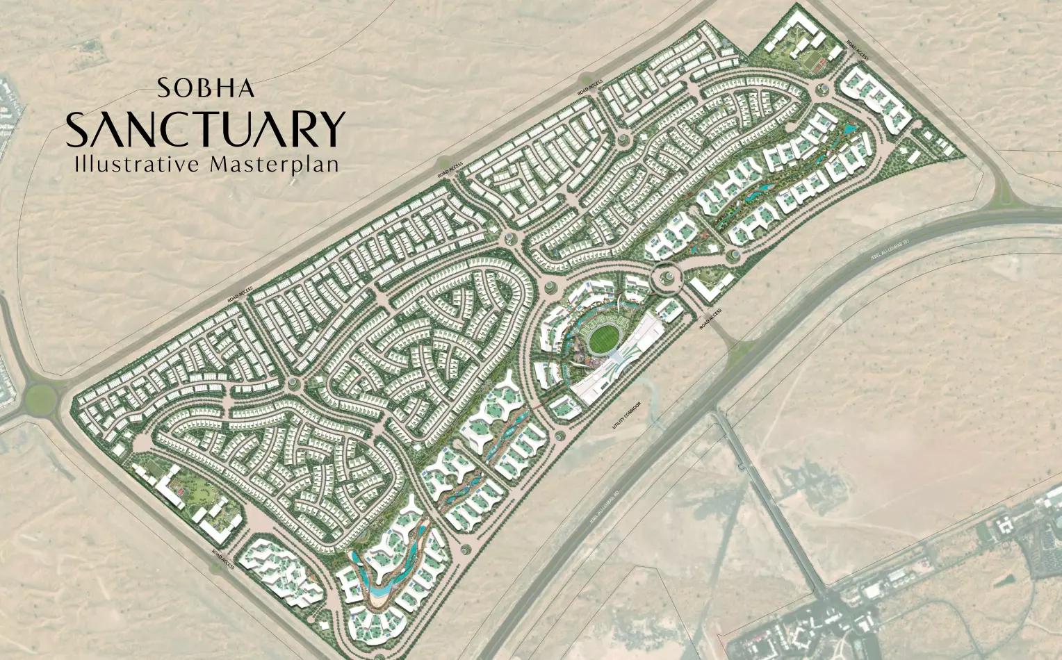 Sobha Sanctuary masterplan aerial layout, District 11 Dubai