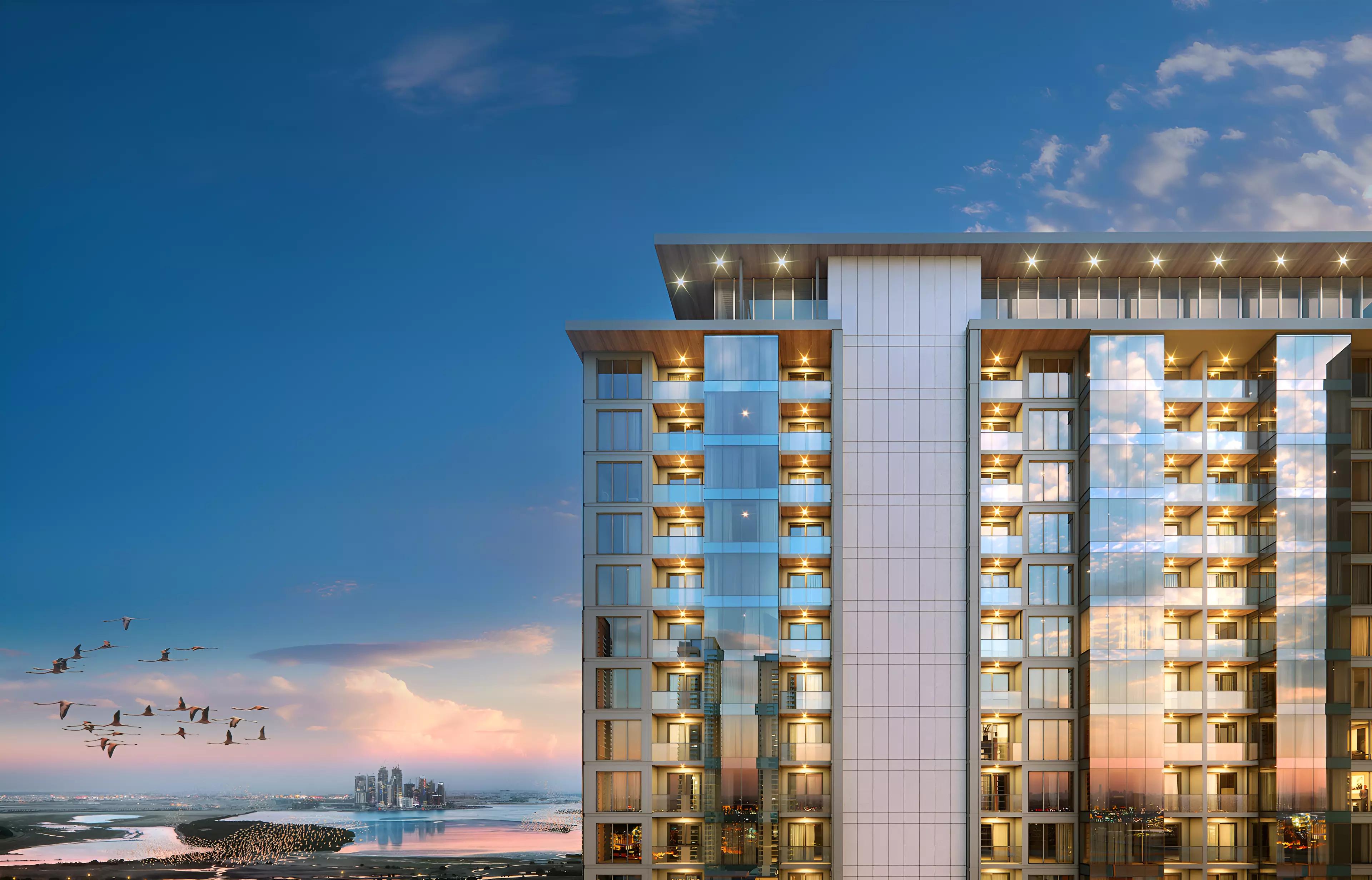 One Park Avenue building facade and entrance, Sobha Hartland, Dubai