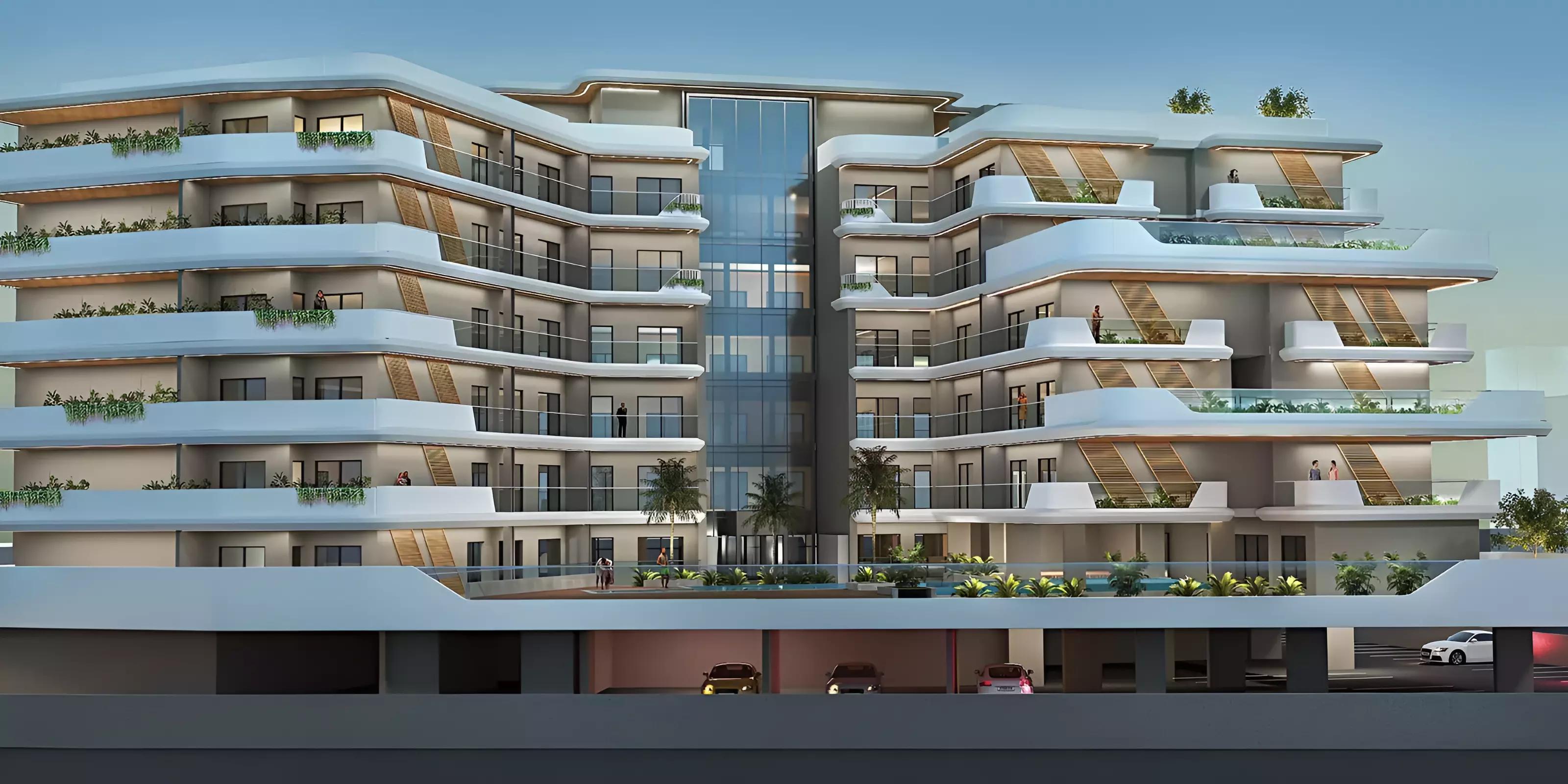 Marquis Signature apartment tower exterior in Arjan, Dubai