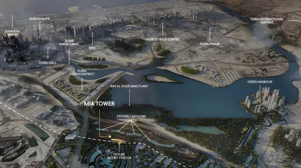 Master plan layout of the Mia Tower development in Nad Al Sheba