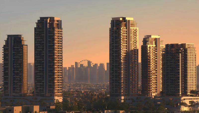 Solena Orchard Place exterior facade view, Jumeirah Village Circle, Dubai