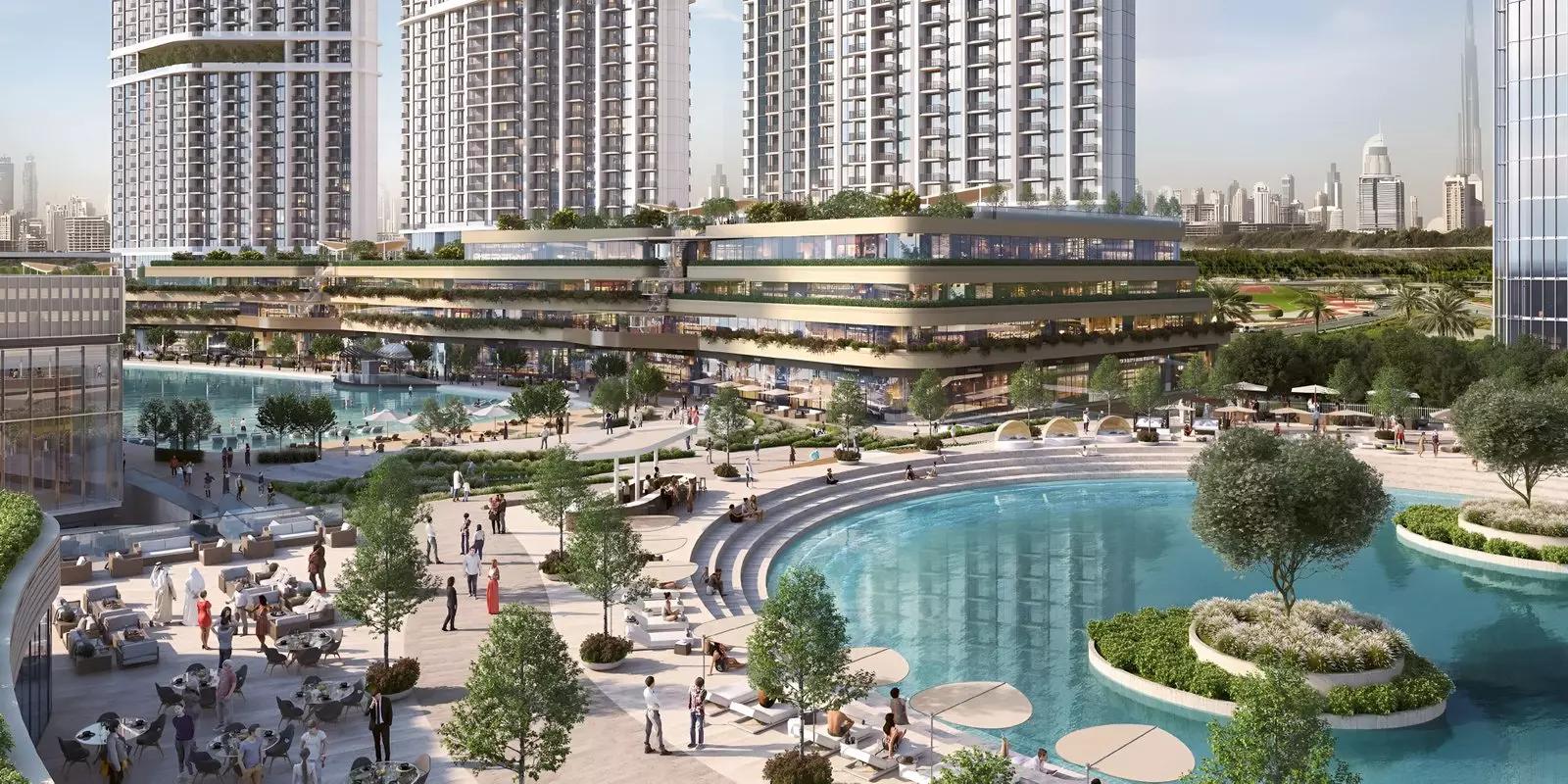 360 Riverside Crescent building facade and entrance, Bukadra, Dubai