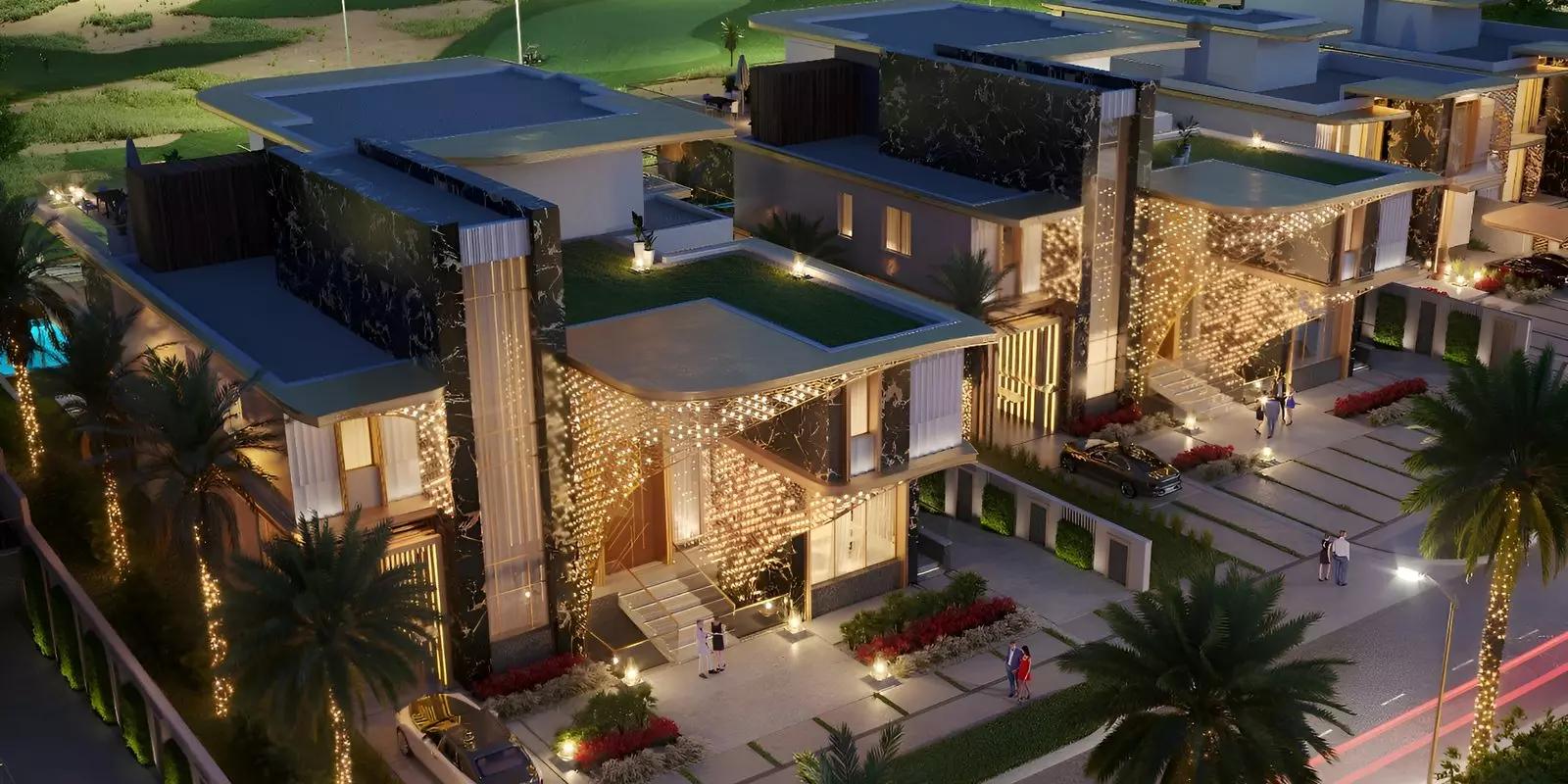 Damac Gems Estates villa facade and driveway, DAMAC Hills, Dubai