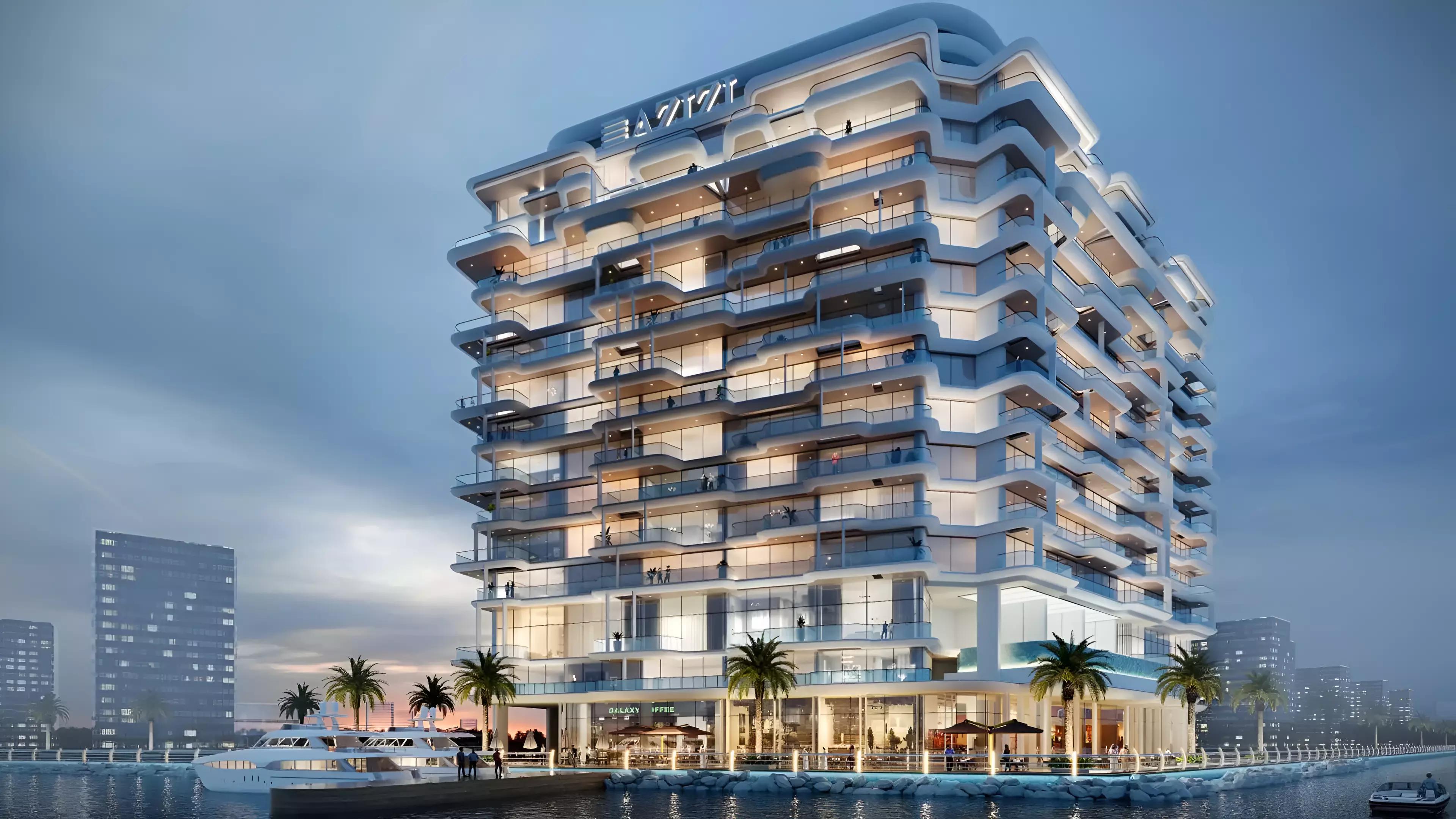 Azizi Wasl development render with landscaped surroundings, Dubai Islands, Dubai