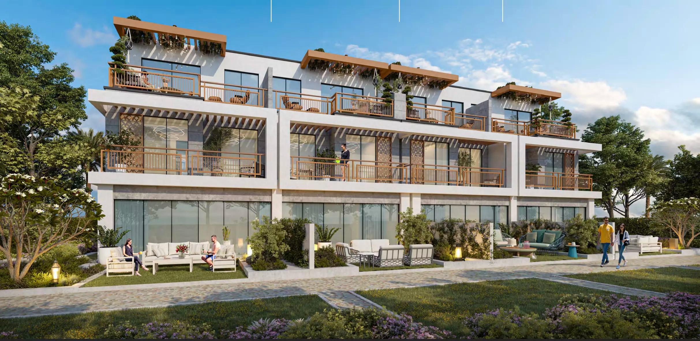 Shared community pool area at Natura, Damac Hills 2
