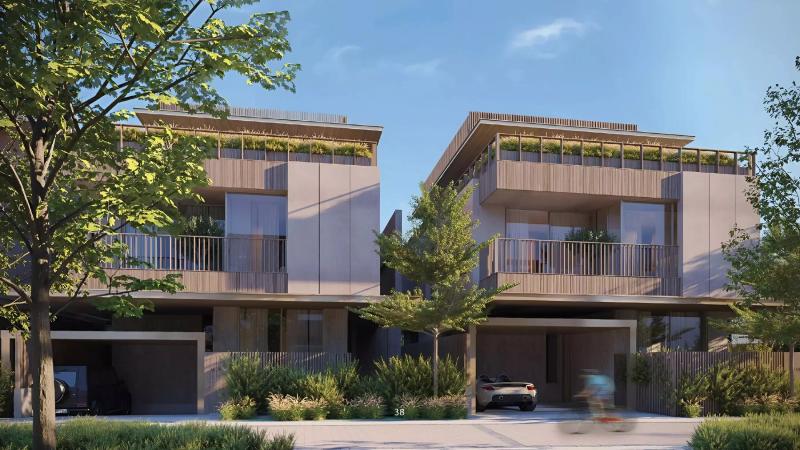 Numa Villas exterior facade with landscaped entrance, Meydan, Dubai