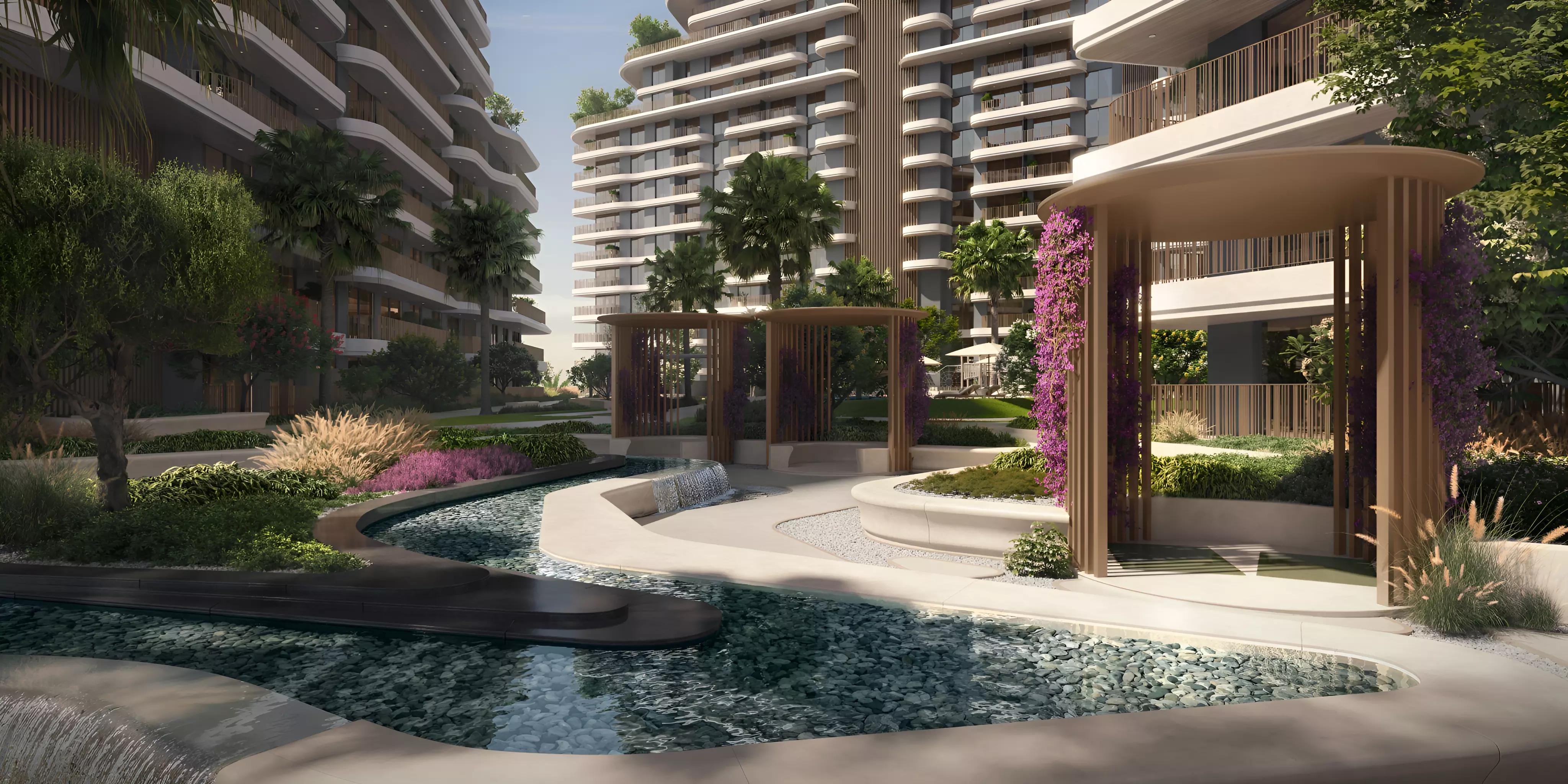 Moss apartment interior living space, Haven by Aldar, Dubai