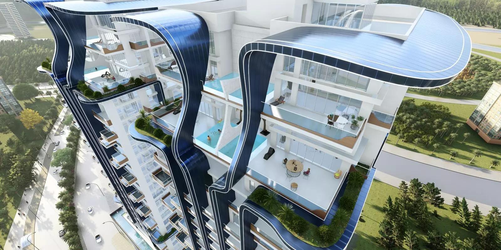 Samana Waves Phase 2 amenity deck and shared pool, Jumeirah Village Circle, Dubai