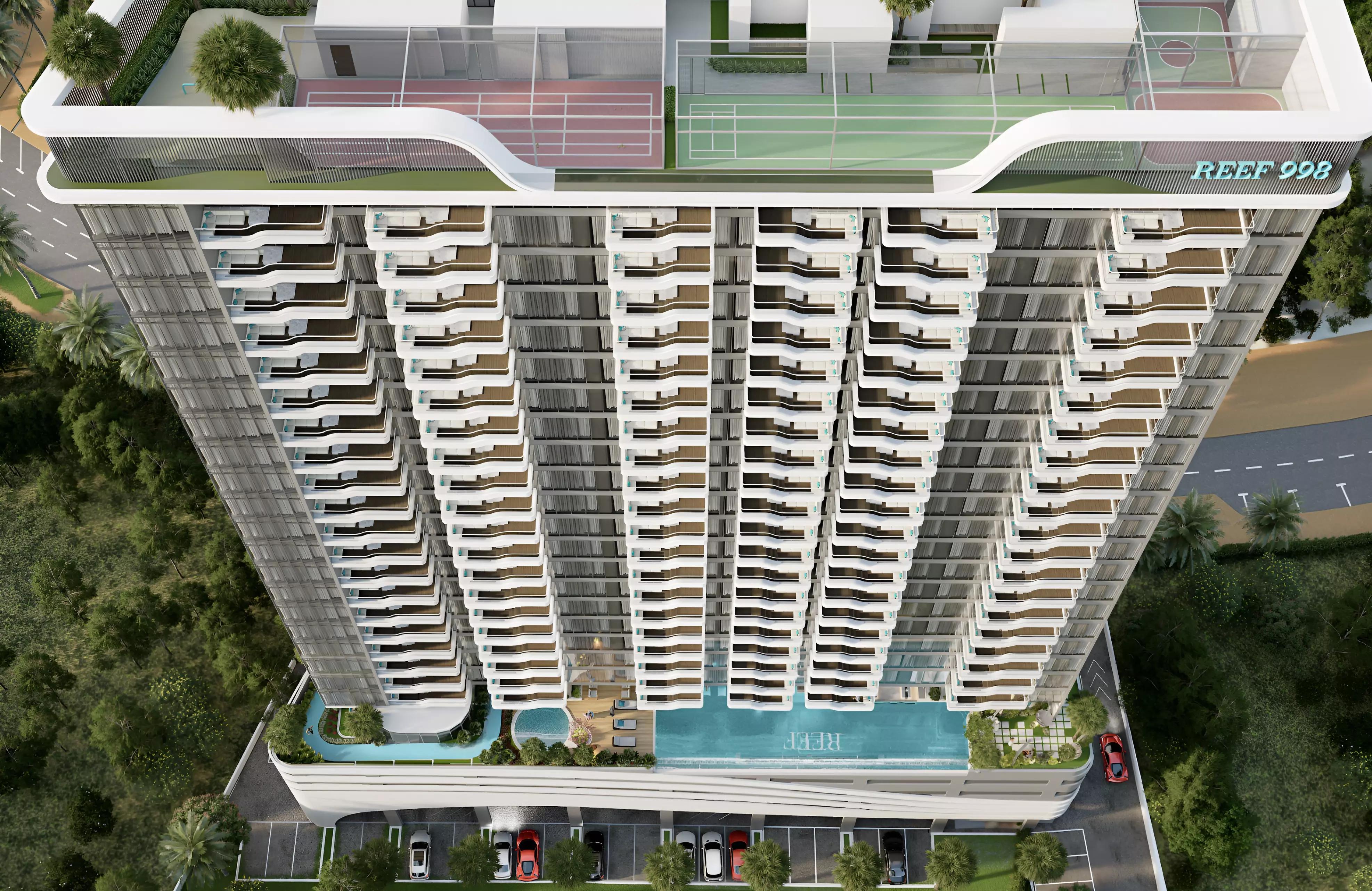 Reef 998 amenity swimming pool area, Dubai Land, Dubai