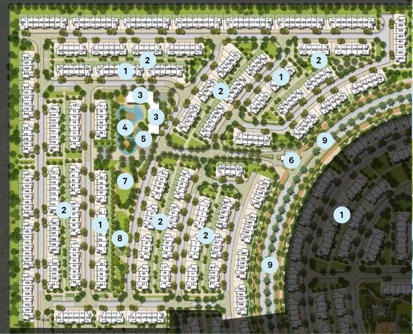 Sun master plan layout showing townhouse clusters, Arabian Ranches 3, Dubai