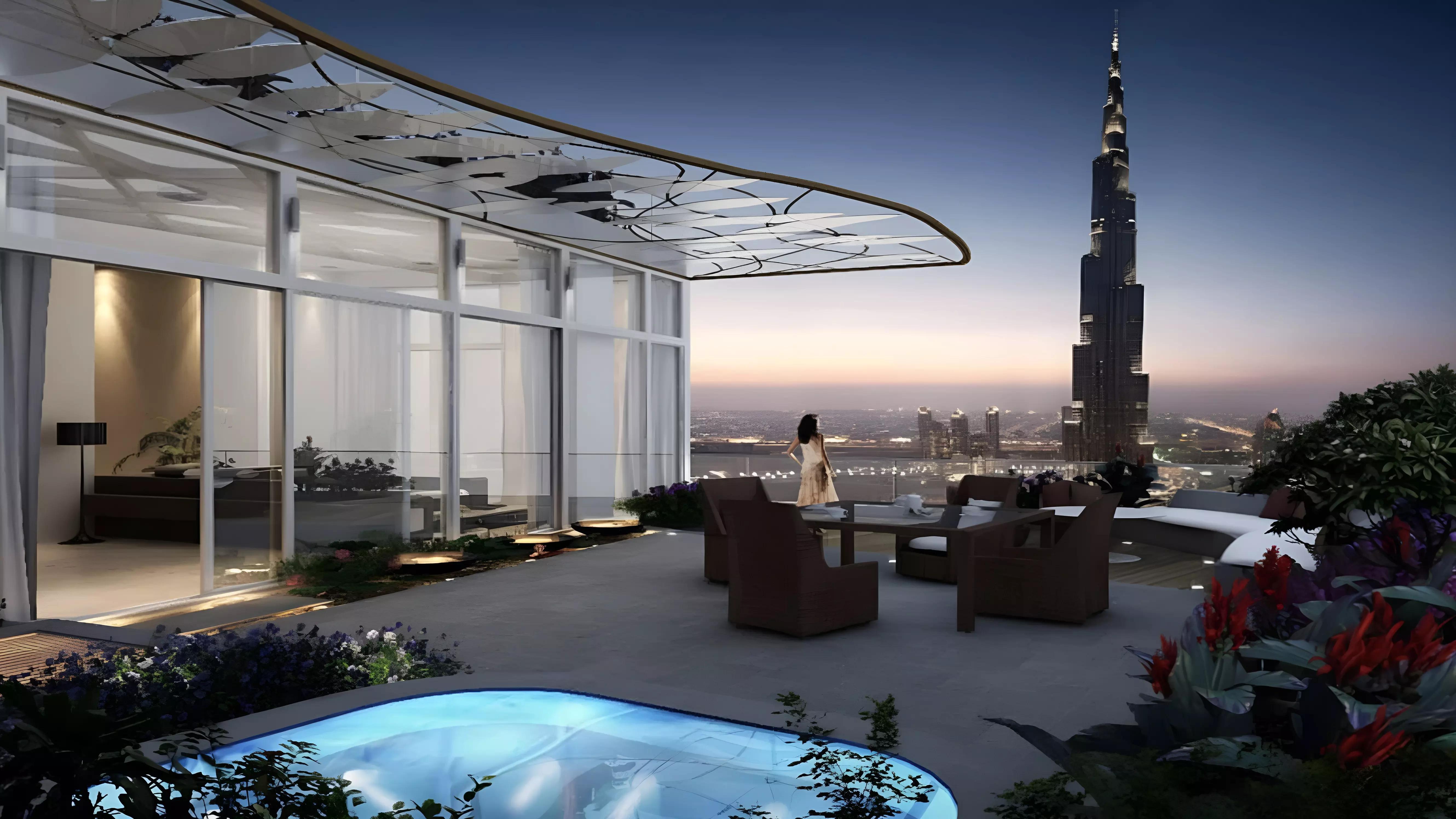 Exterior view of Aba Lux Living residential tower in Dubai Marina