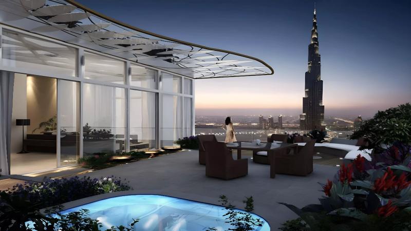 Exterior view of Aba Lux Living residential tower in Dubai Marina