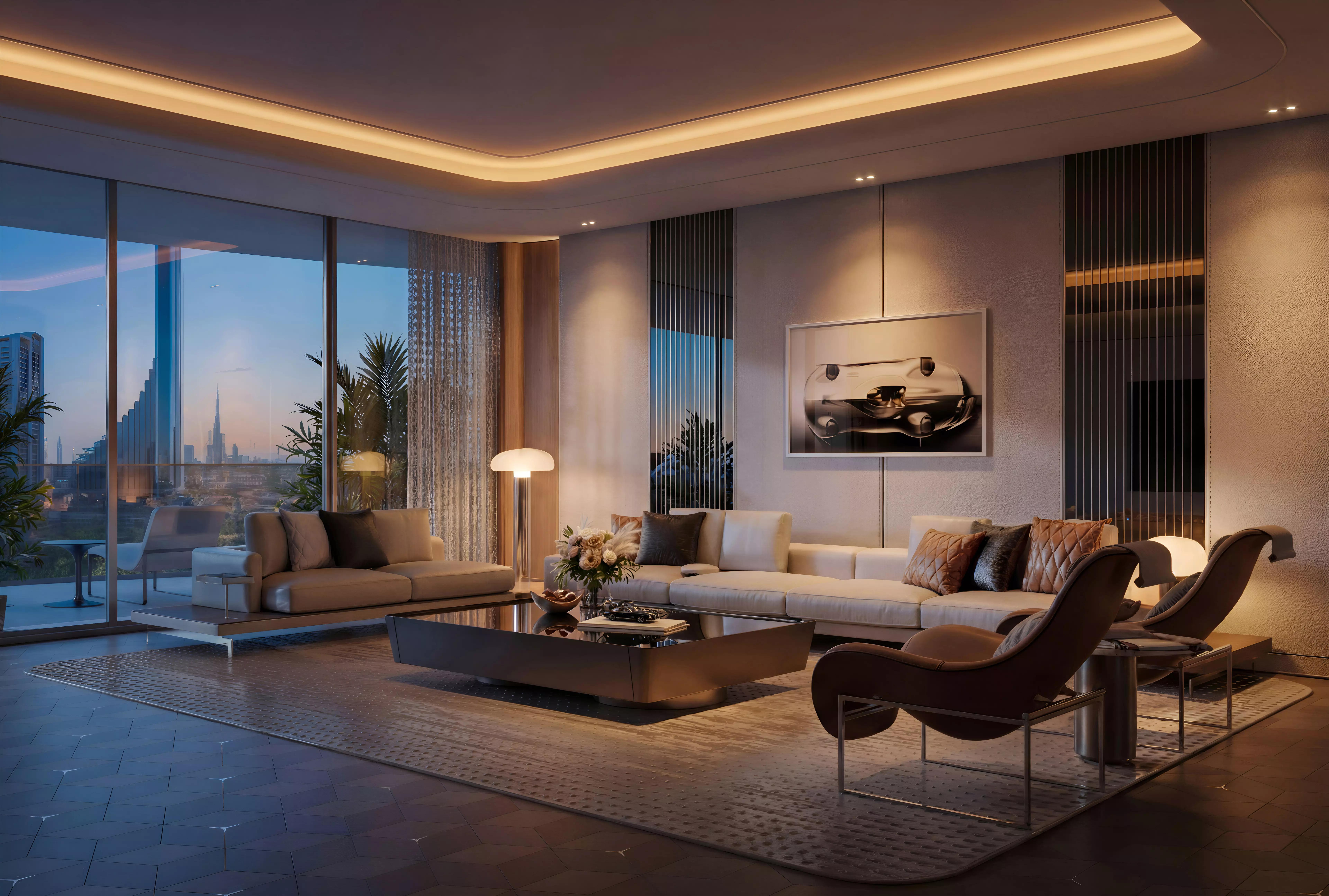 Building lobby interior at Binghatti Maybach, Nad Al Sheba