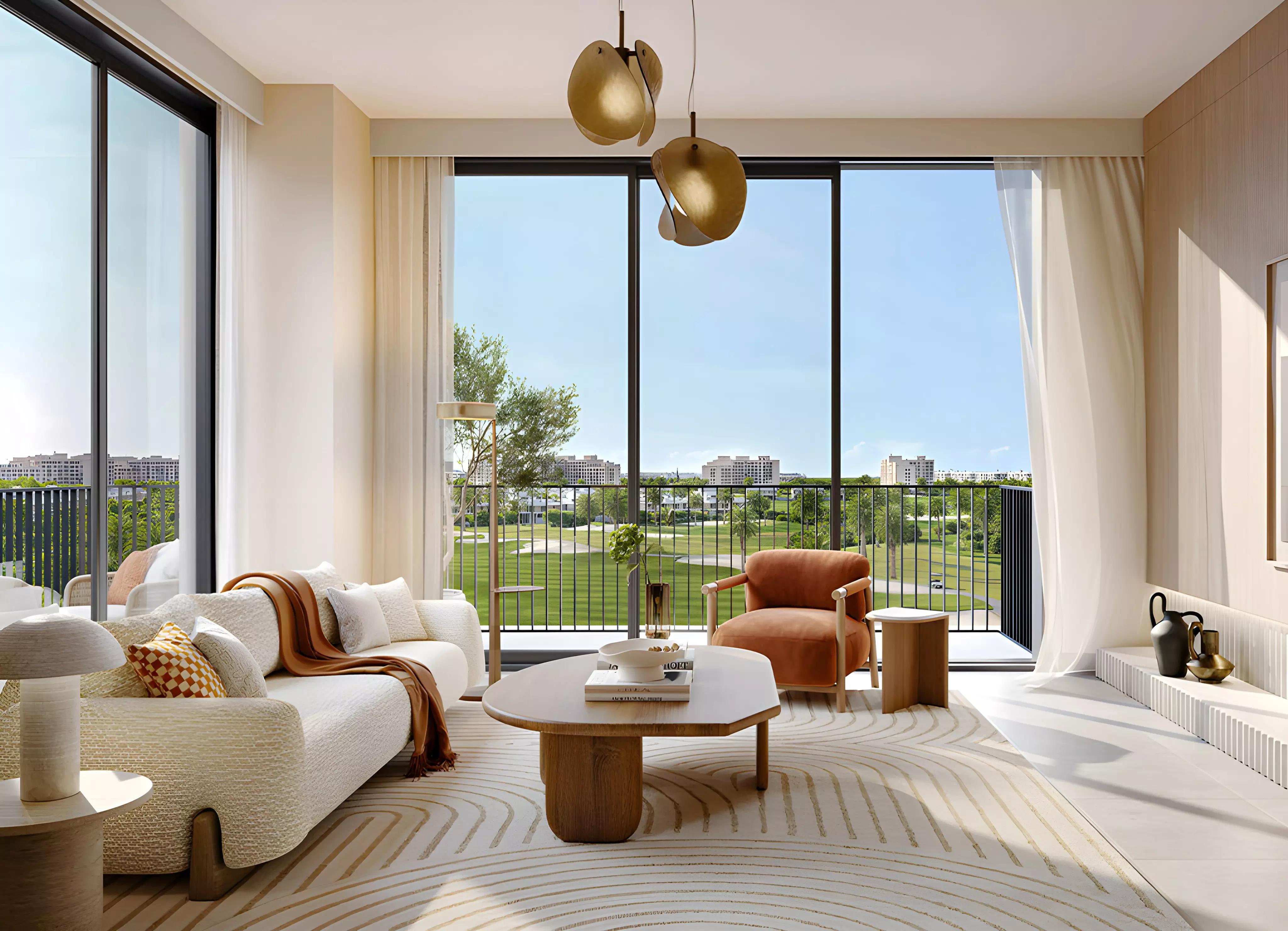 Golf Edge landscaped gardens walkway, Emaar South Dubai