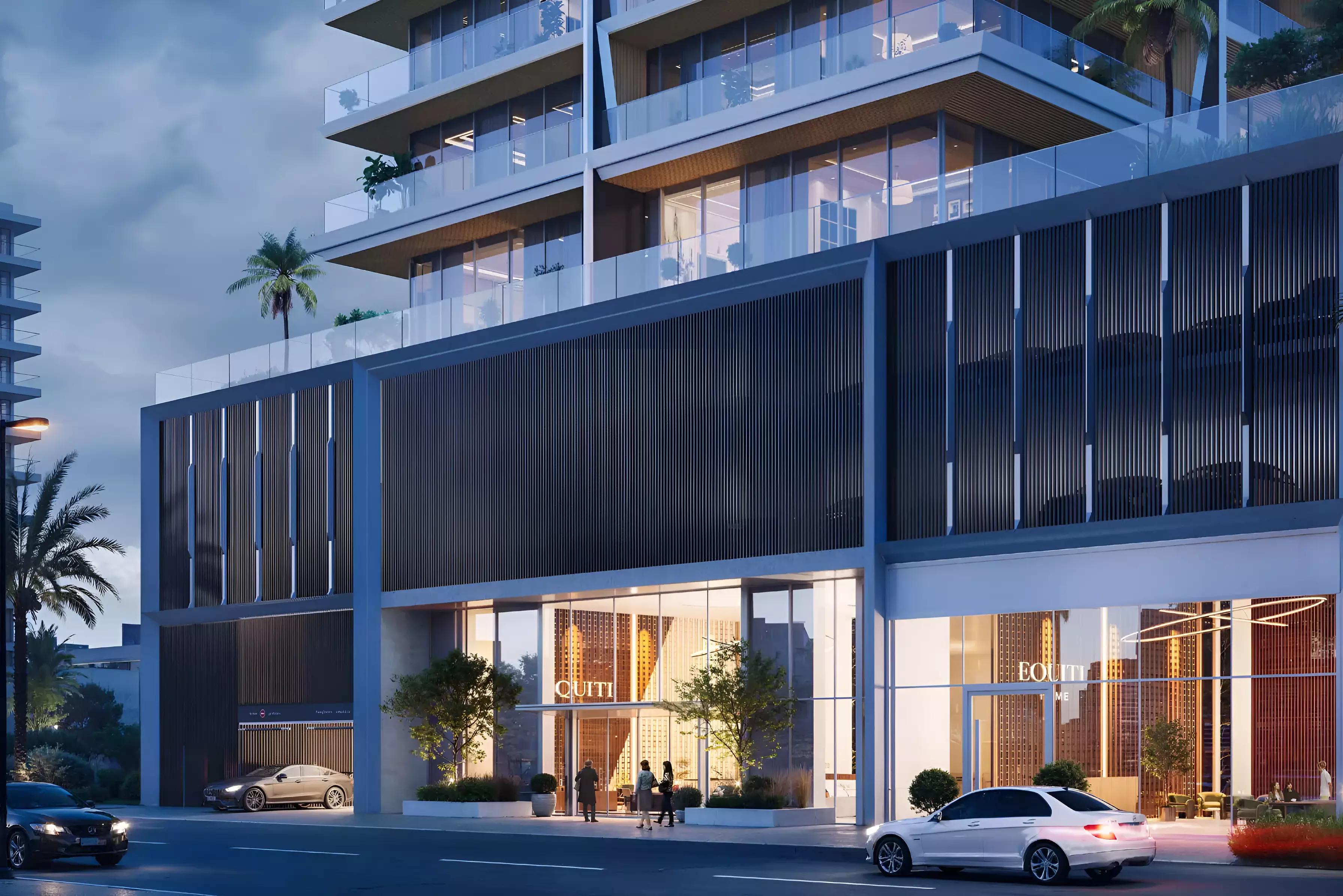 Binghatti Ivory building entrance and driveway, Al Jaddaf
