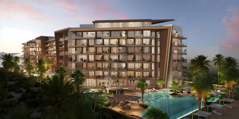 Ellington Beach House exterior facade on Palm Jumeirah's Crescent, Dubai