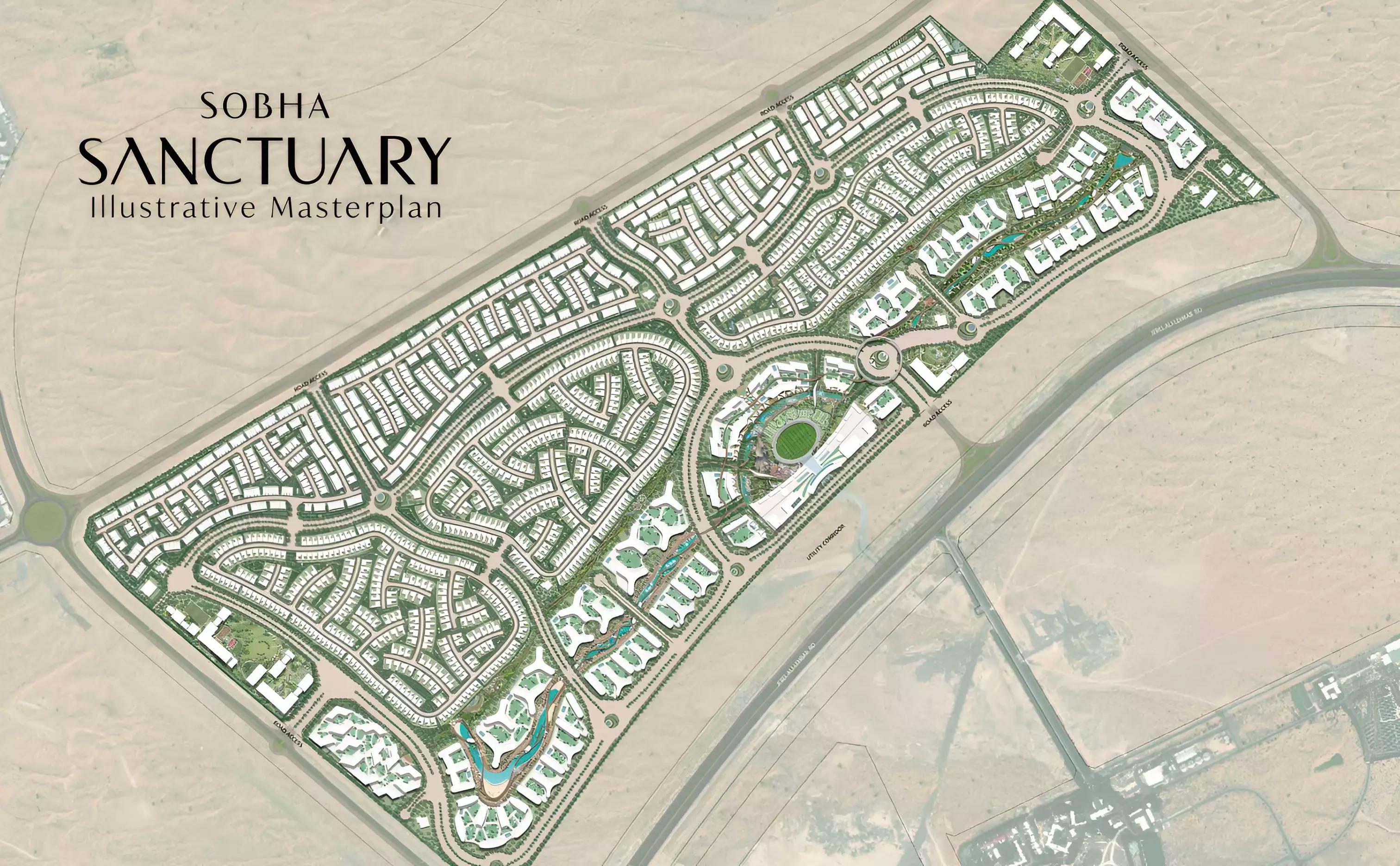 The Willows villa cluster with landscaped grounds, Sobha Sanctuary MBR City