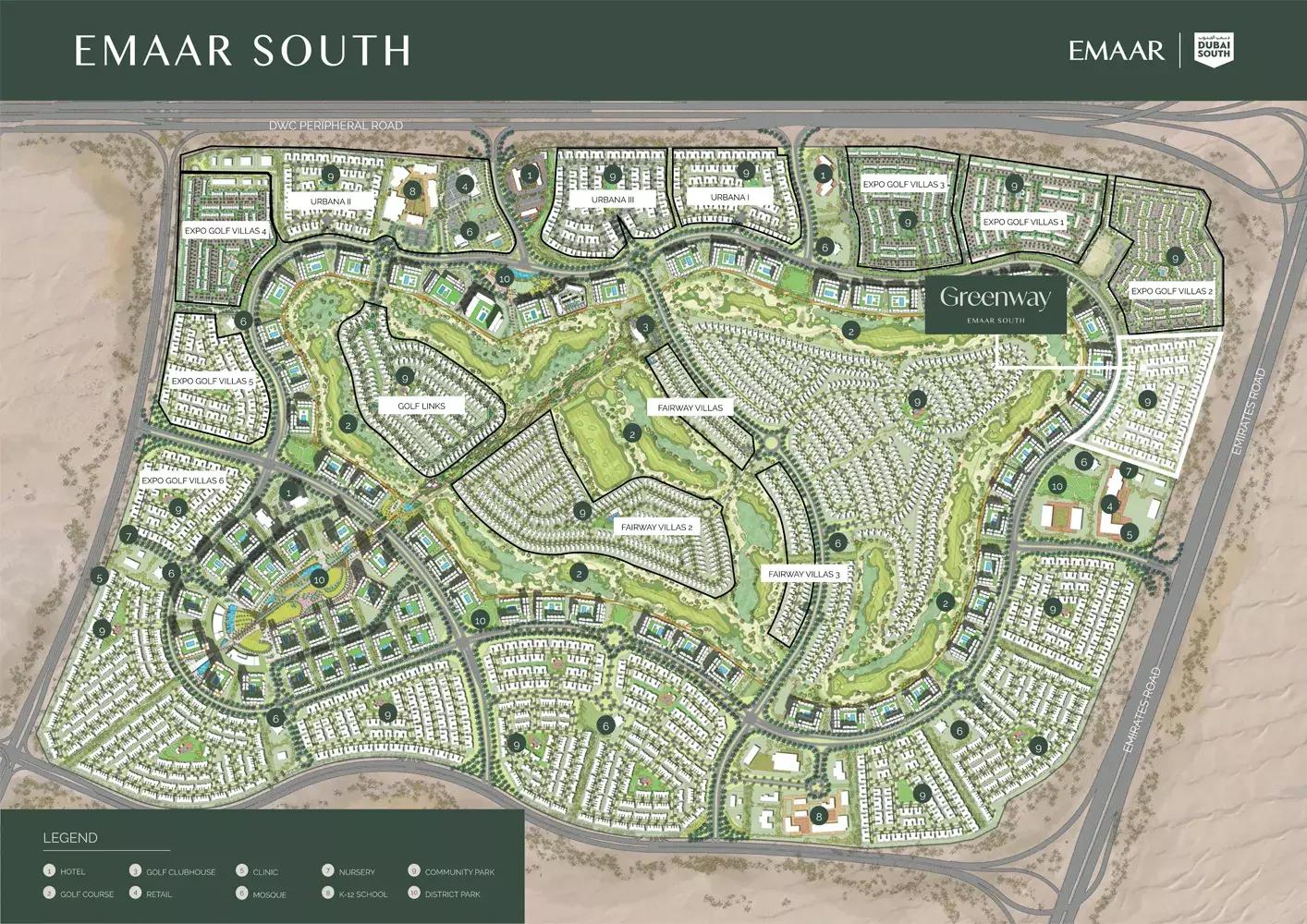 Greenway master plan layout, Emaar South, Dubai South
