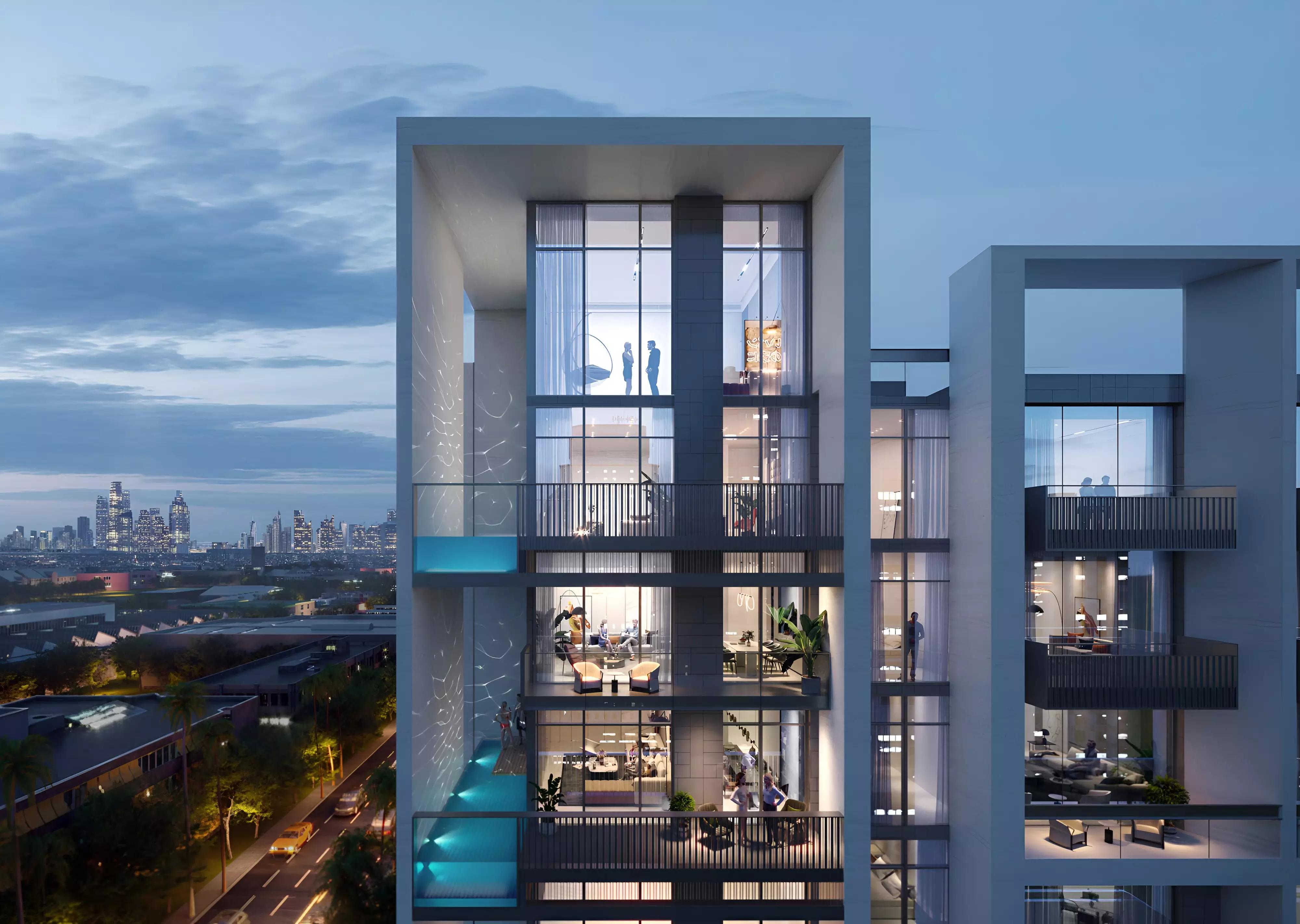 Beverly Boulevard apartment building facade and entrance, Arjan