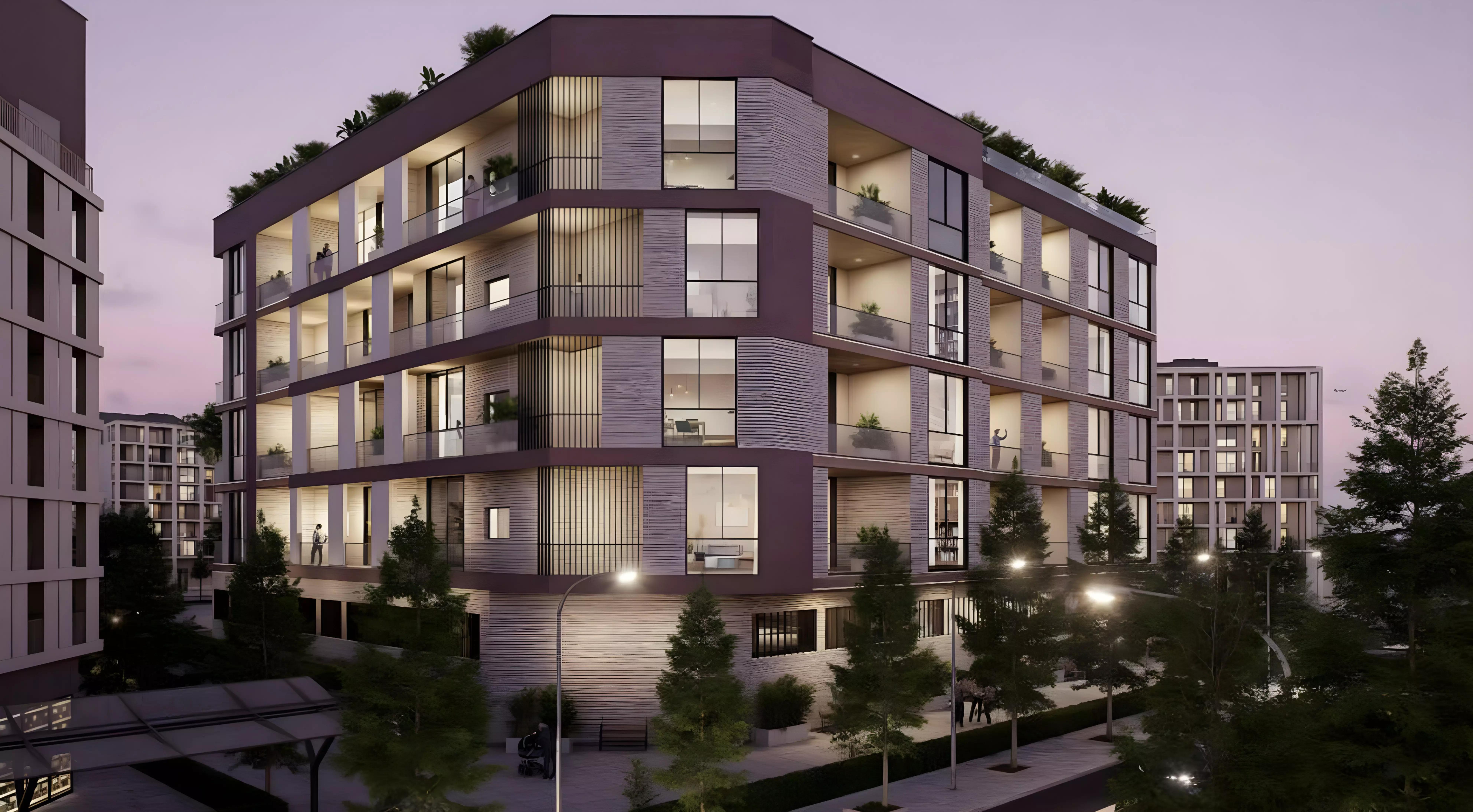 AB Cleo apartment building exterior view, Jebel Ali, Dubai
