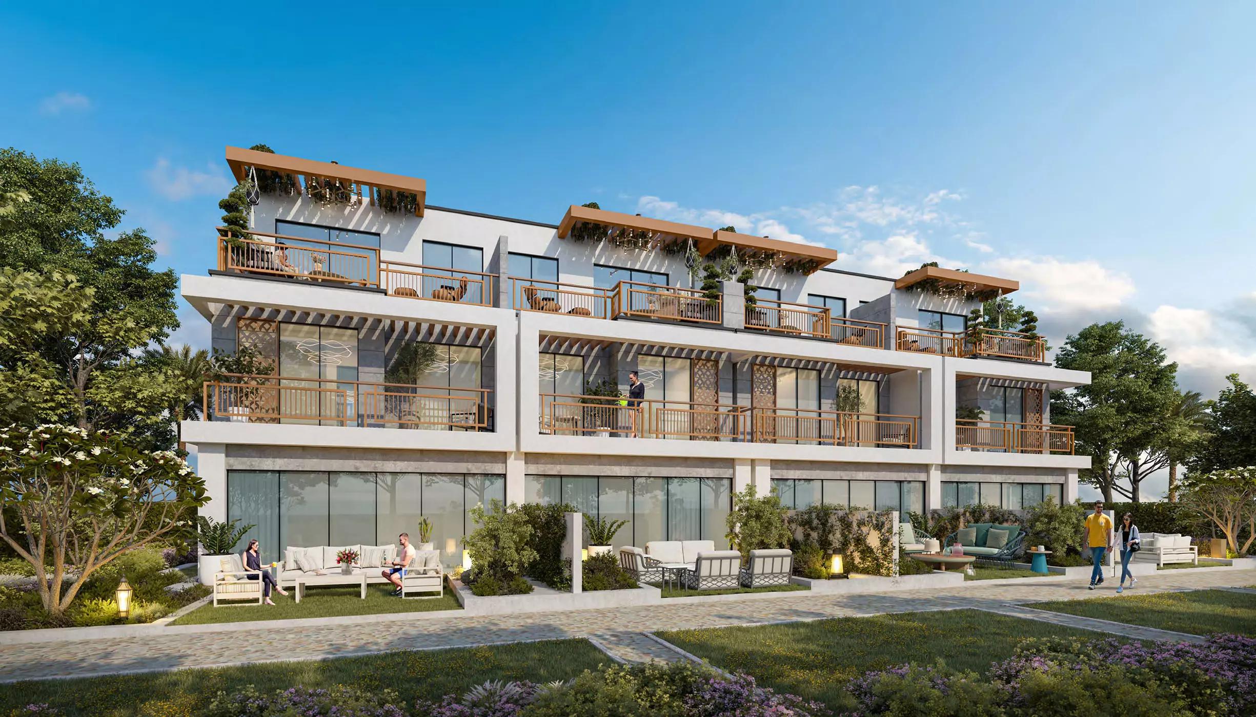Natura 2 community swimming pool area, Damac Hills, Dubai