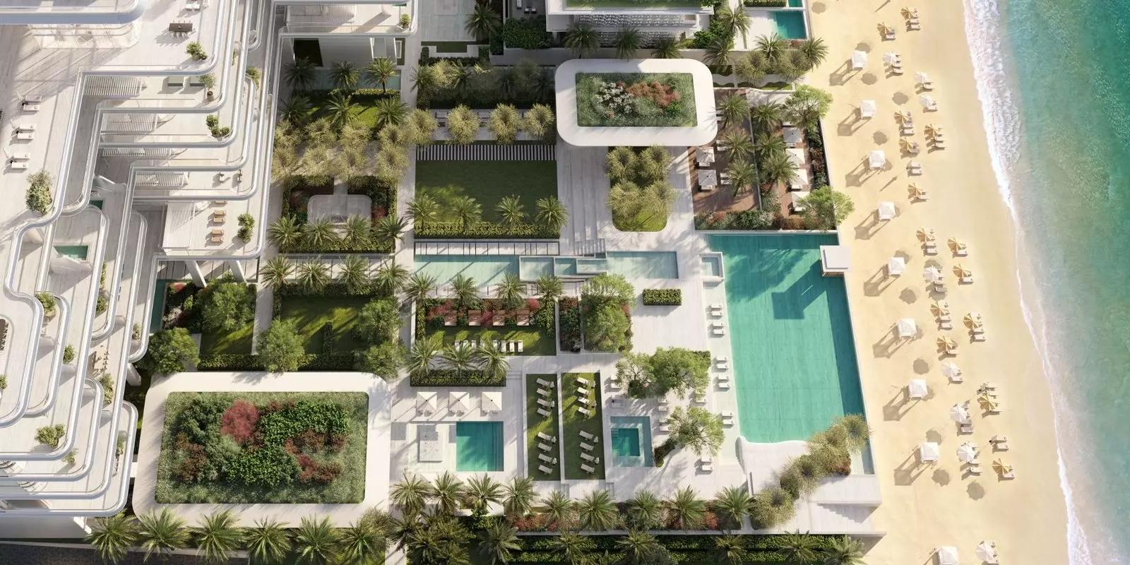 Orla by Omniyat exterior tower view on Palm Jumeirah's Crescent, Dubai