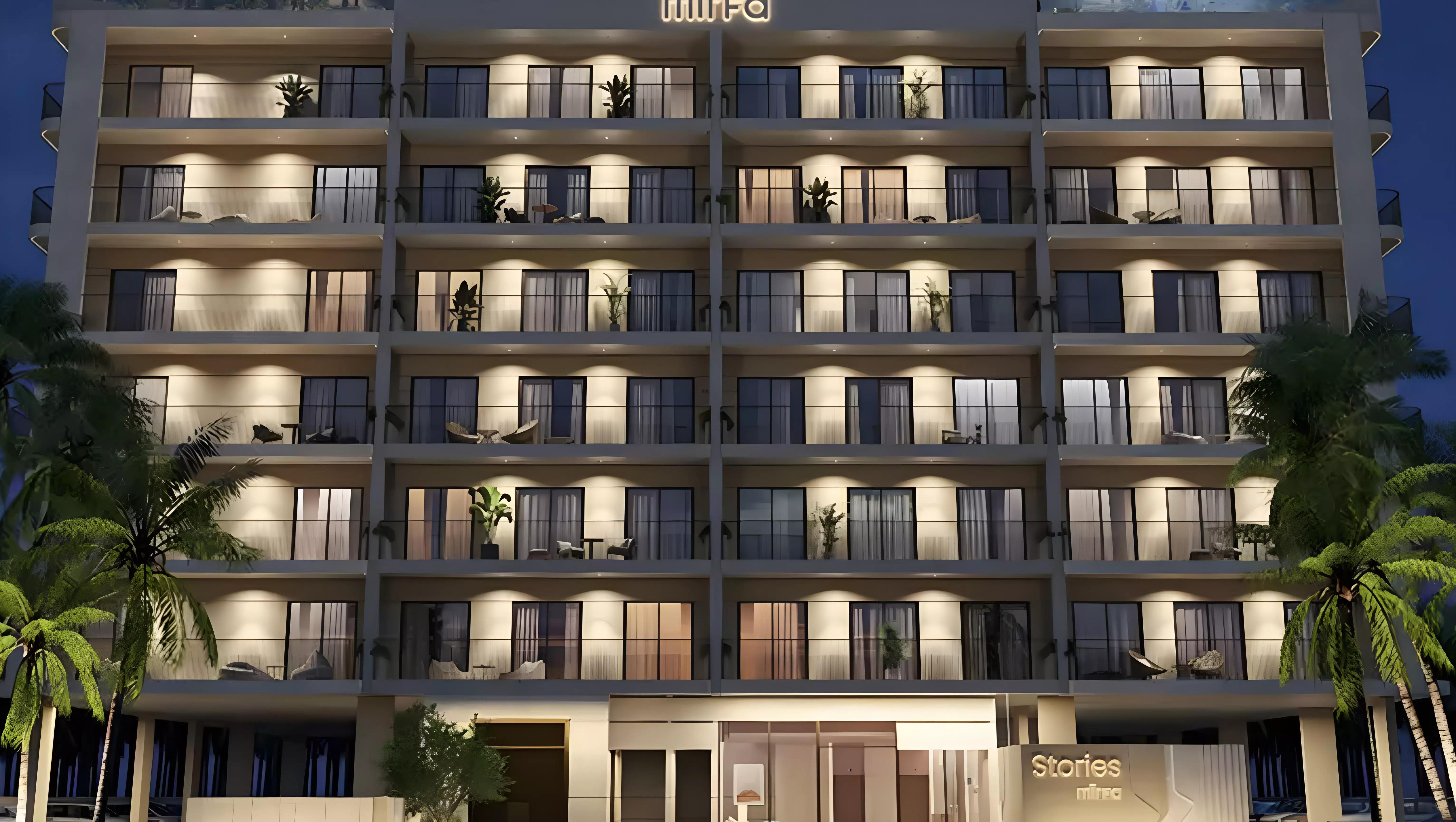 Stories apartment building courtyard and landscaping, Dubai South, Dubai