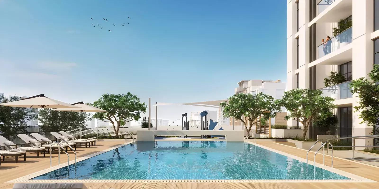 Azizi Central building entrance and landscaping, Al Furjan, Dubai