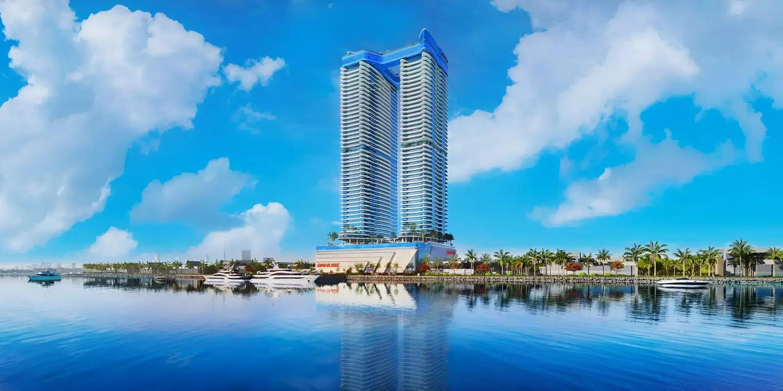 Oceanz by Danube waterfront facade, Dubai Maritime City