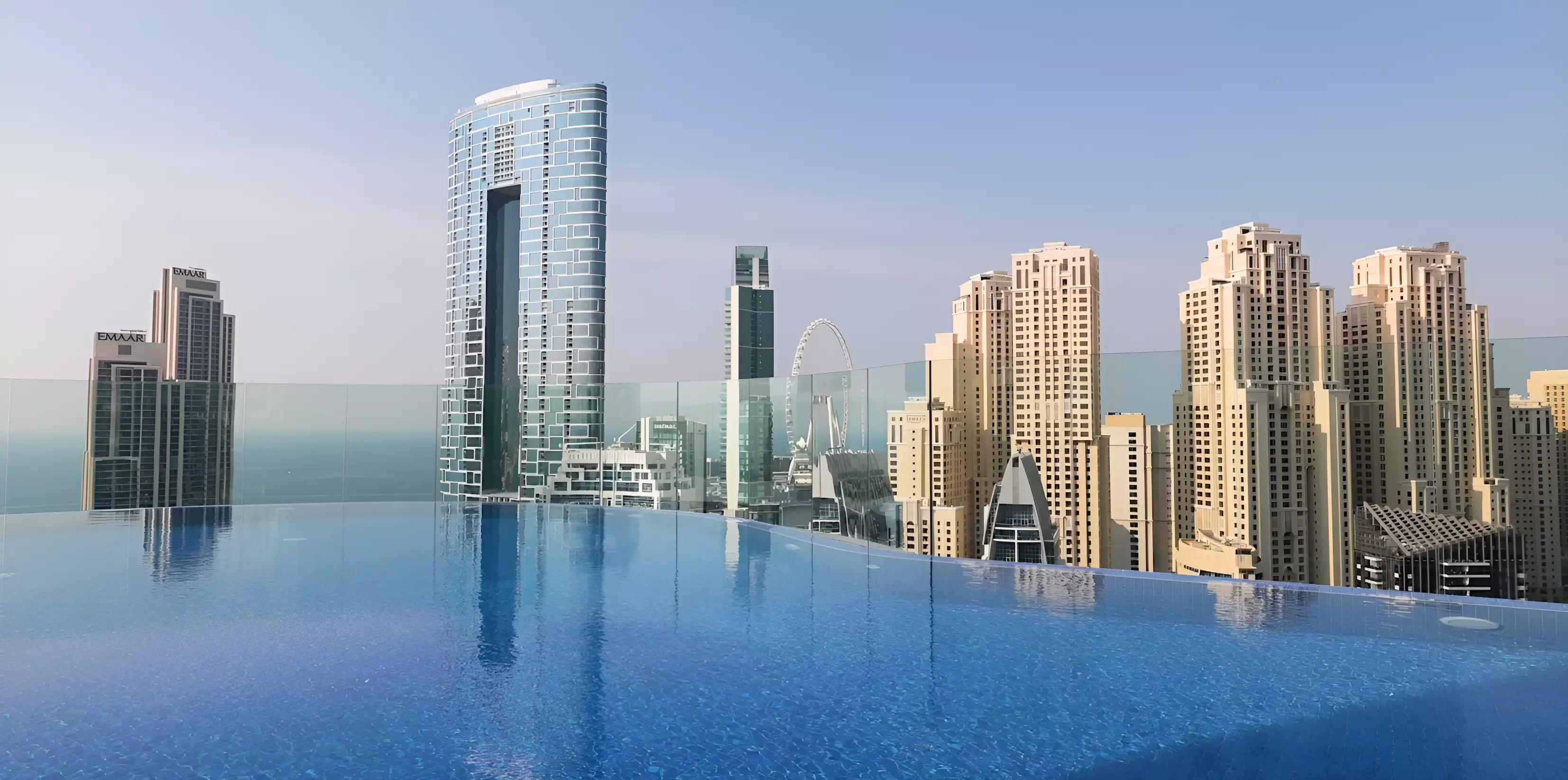 Marina Star Residences facade detail, Dubai Marina waterfront district