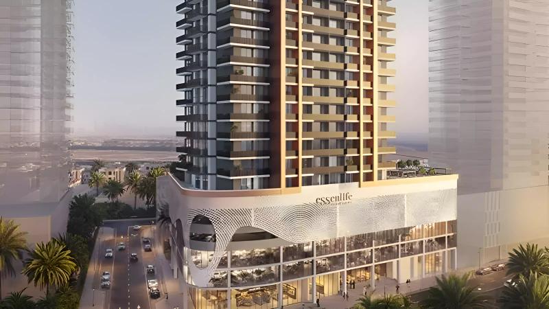 Essenlife exterior building facade in Jumeirah Village Triangle, Dubai
