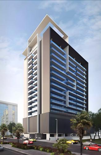 AG 7even exterior building facade, Dubai Land Residence Complex, Dubai