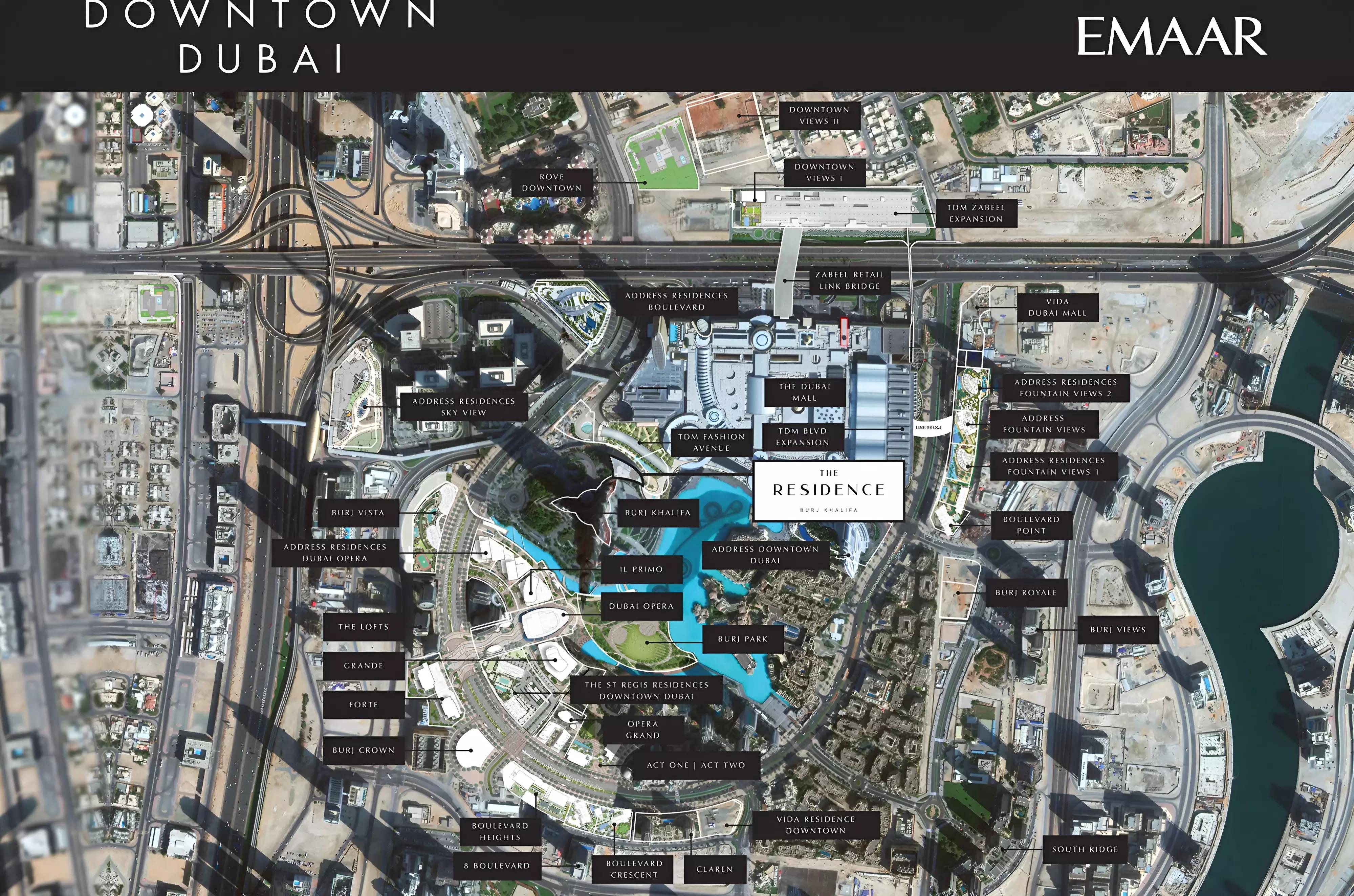 Master plan layout of The Residence Burj Khalifa within Downtown Dubai