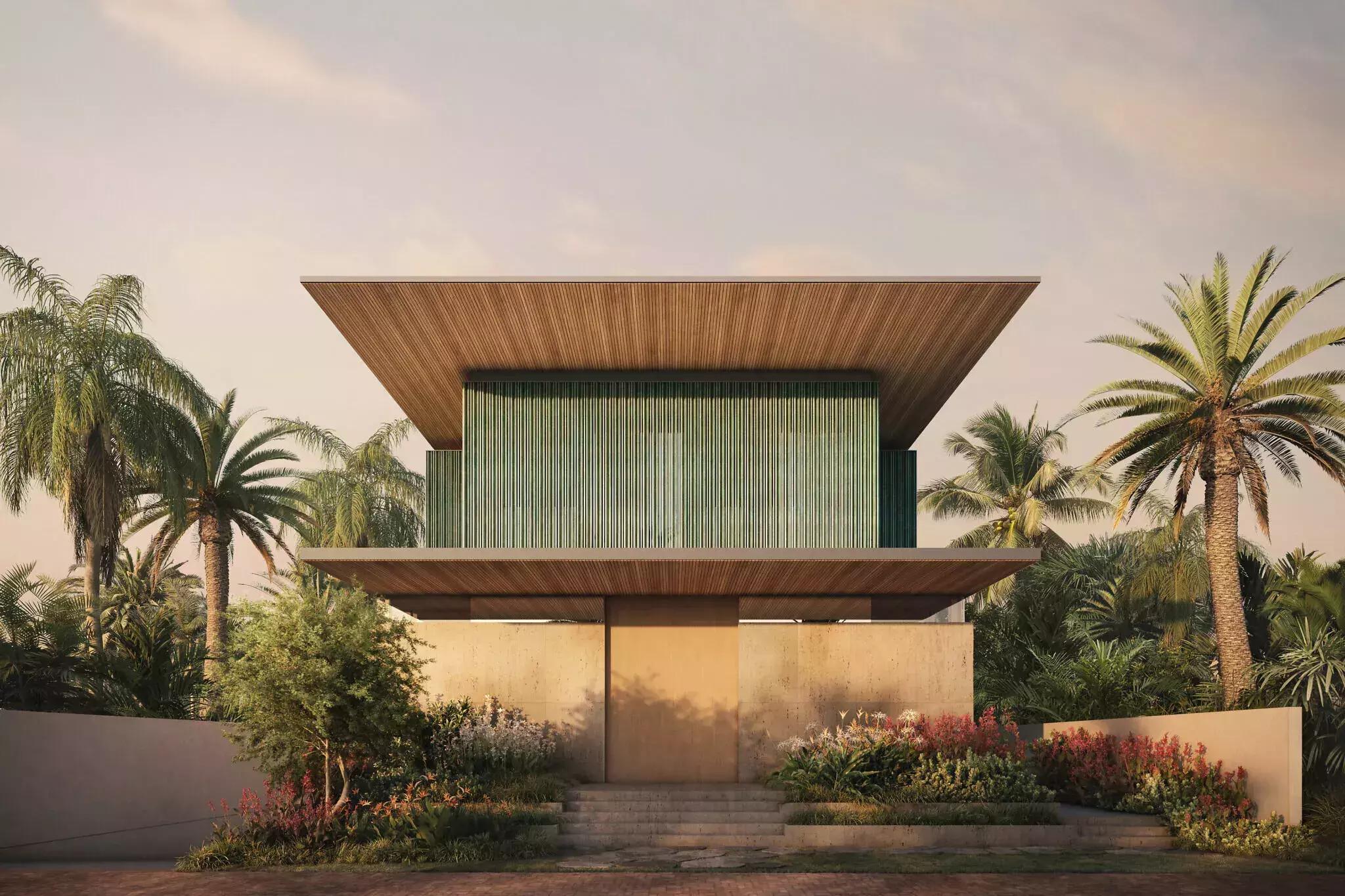 Sea Mirror villa landscaped garden area, Jumeirah Bay Island, Dubai