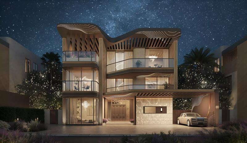 Knightsbridge Phase 2 villa exterior with landscaped frontage, MBR City, Dubai