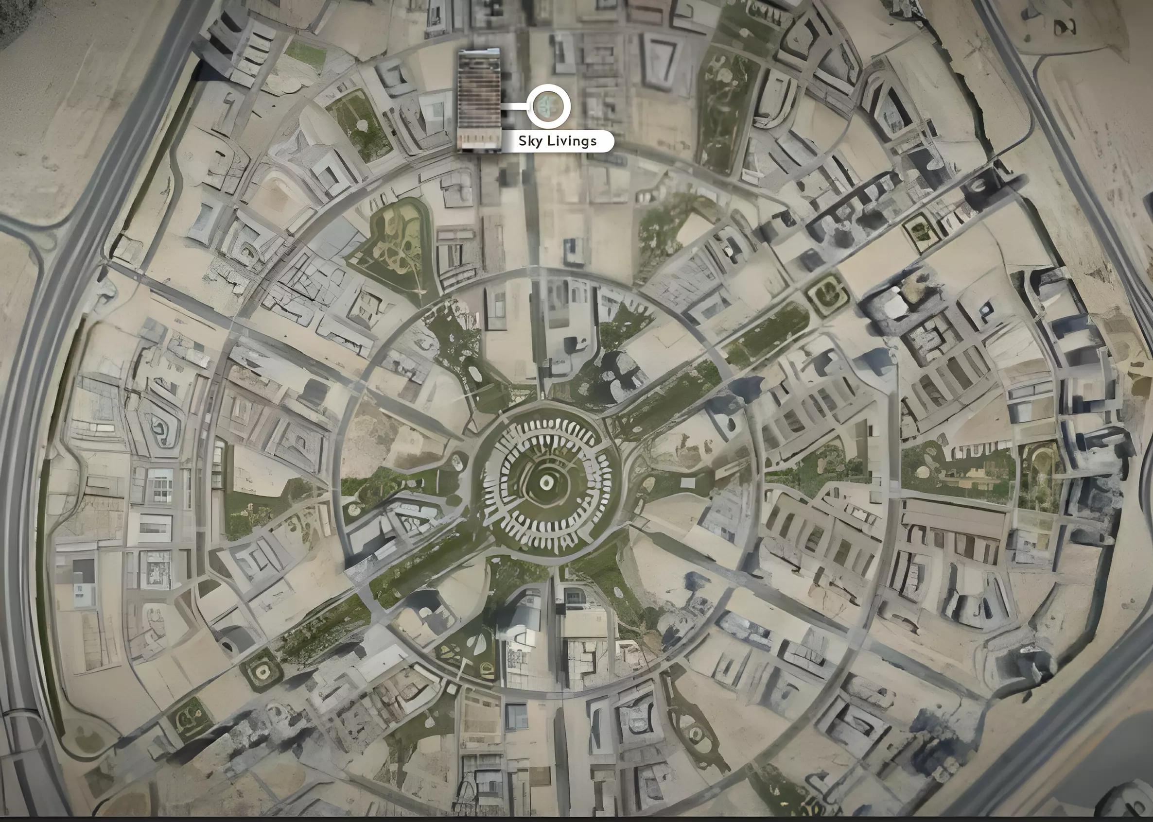Sky Living master plan showing building placement within JVC District 11, Dubai