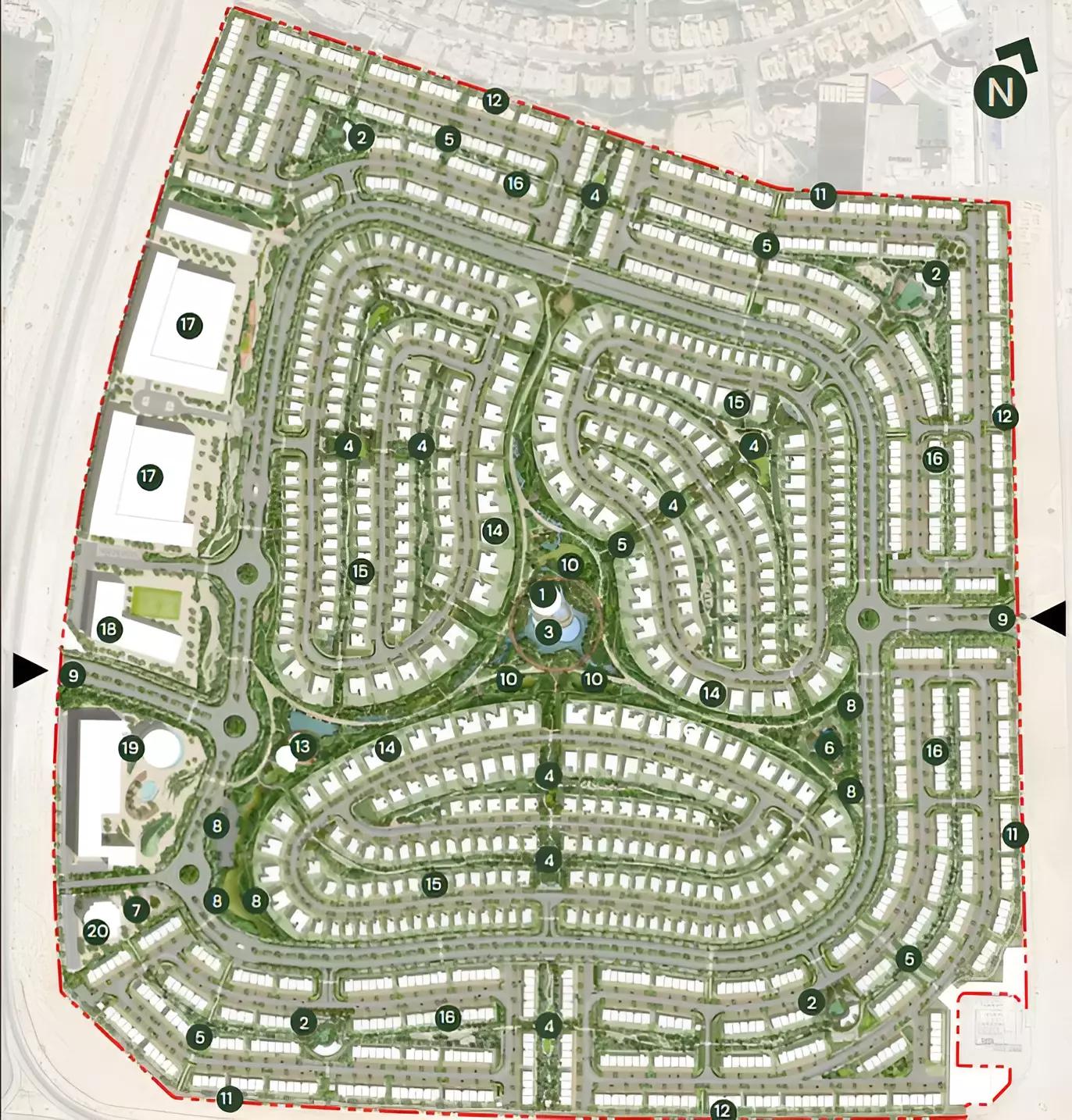 Glade master plan layout showing villa clusters, Haven by Aldar, Dubai