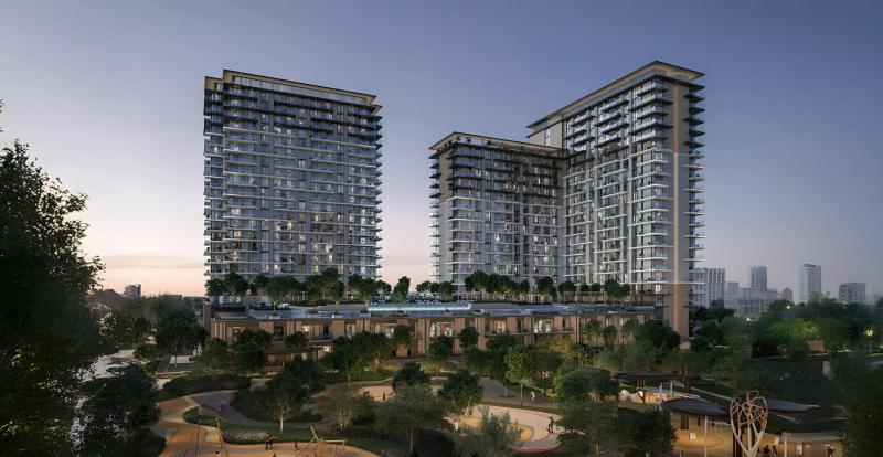 Vida Residences Hillside exterior facade with landscaped grounds, Dubai Hills Estate