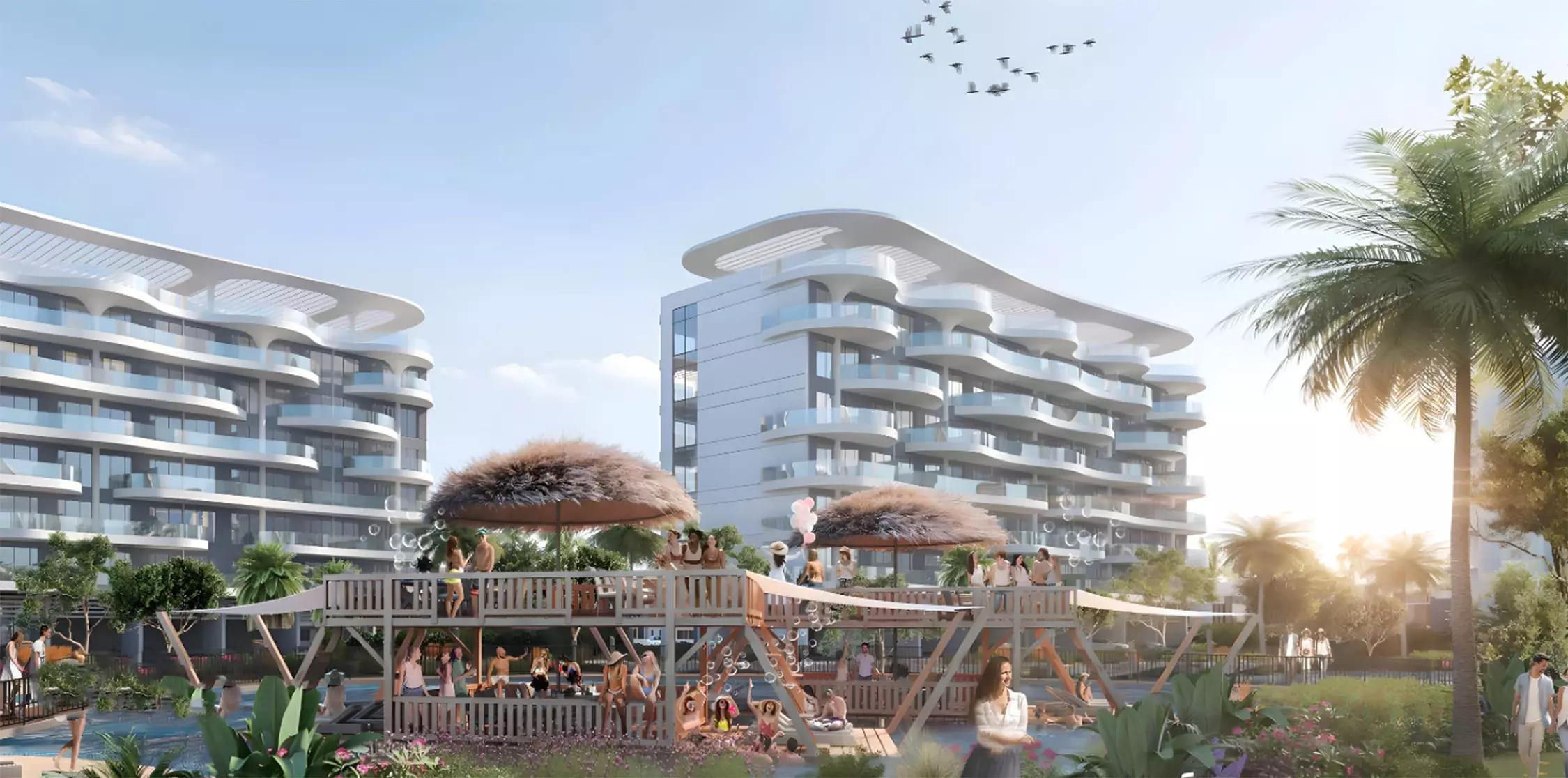 Shared swimming pool deck at Damac Lagoon Views, DAMAC Lagoons, Dubai