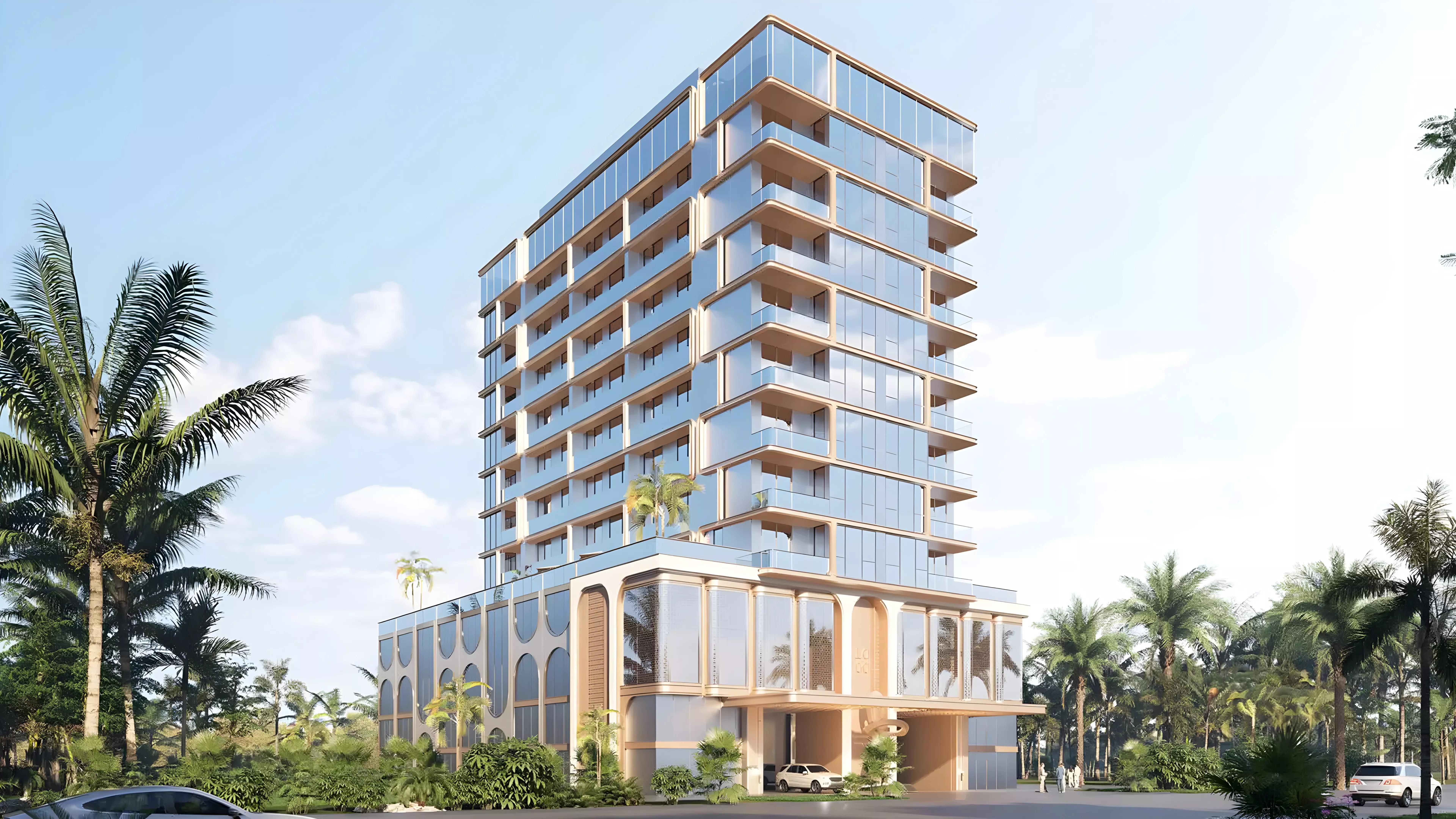 Exterior render of Stamn Two apartment building in Jumeirah Garden City, Al Satwa, Dubai